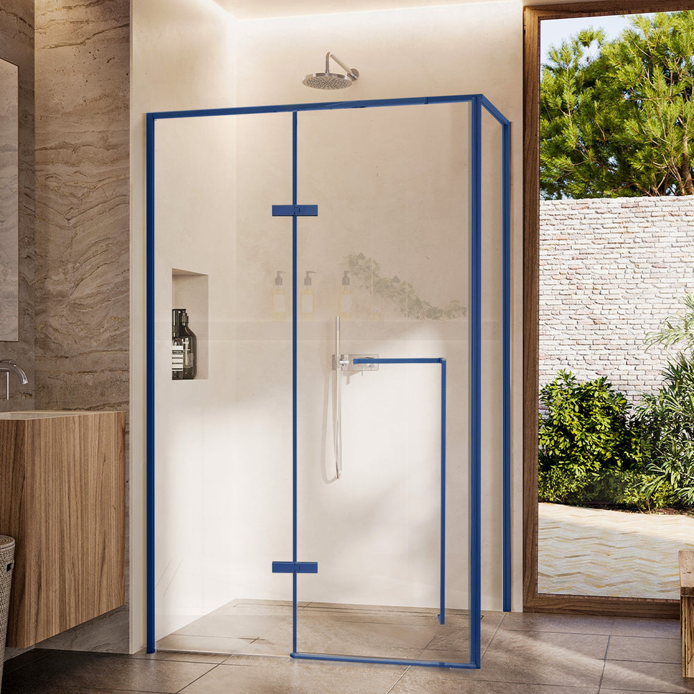 VELLURE Customize Corner Shower Door with Color Frame
