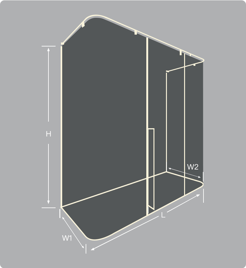 VELTIS Customize U-Line Shower Door with Ultra Clear Glass dimensions