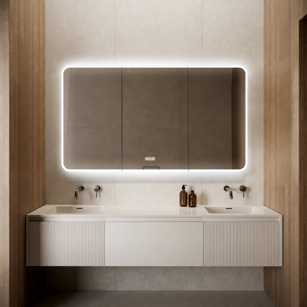 VIREAL Custom LED Mirror Medicine Cabinet with Ambient Design