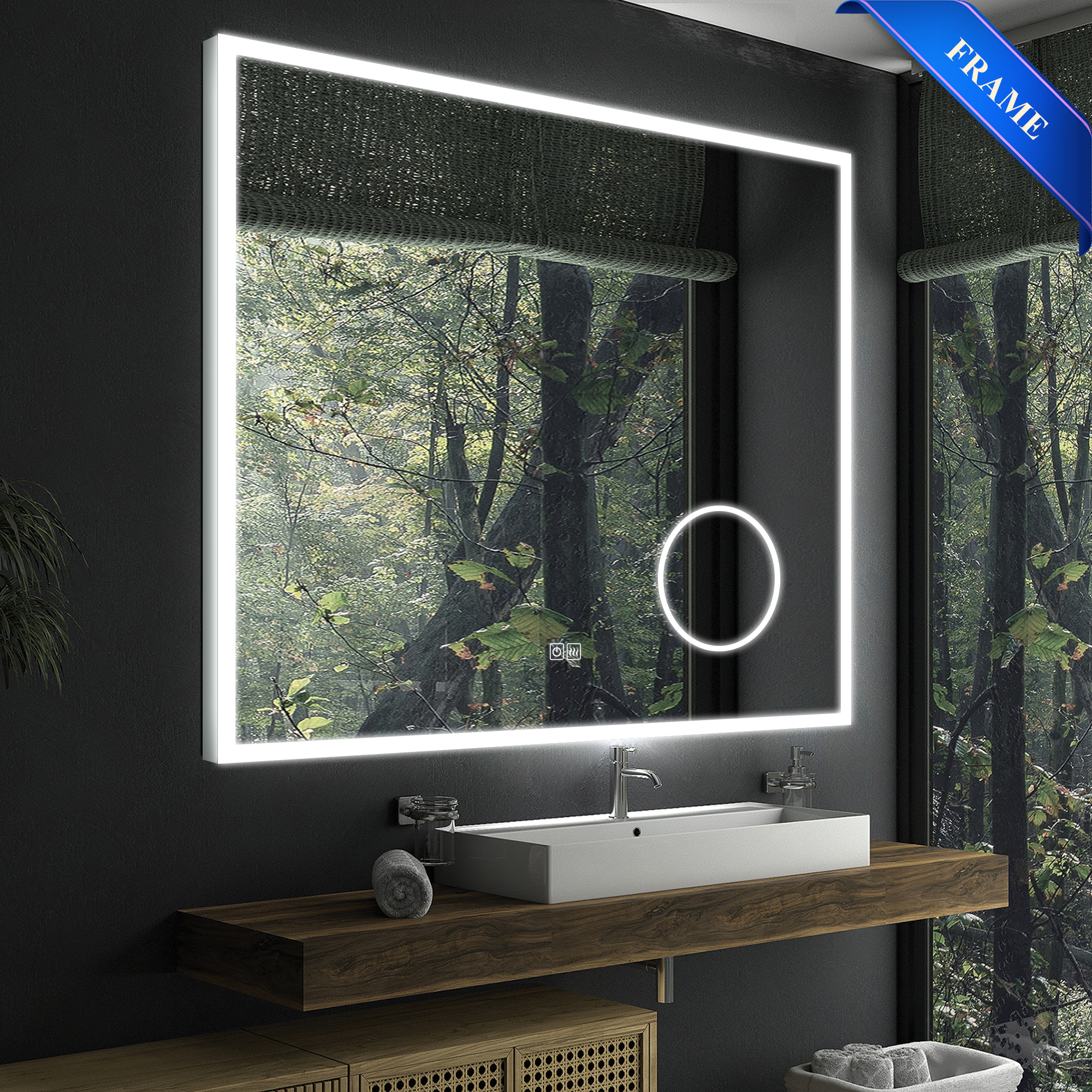 44"W*40"H SIRIUS LED Mirror with Silver Frame