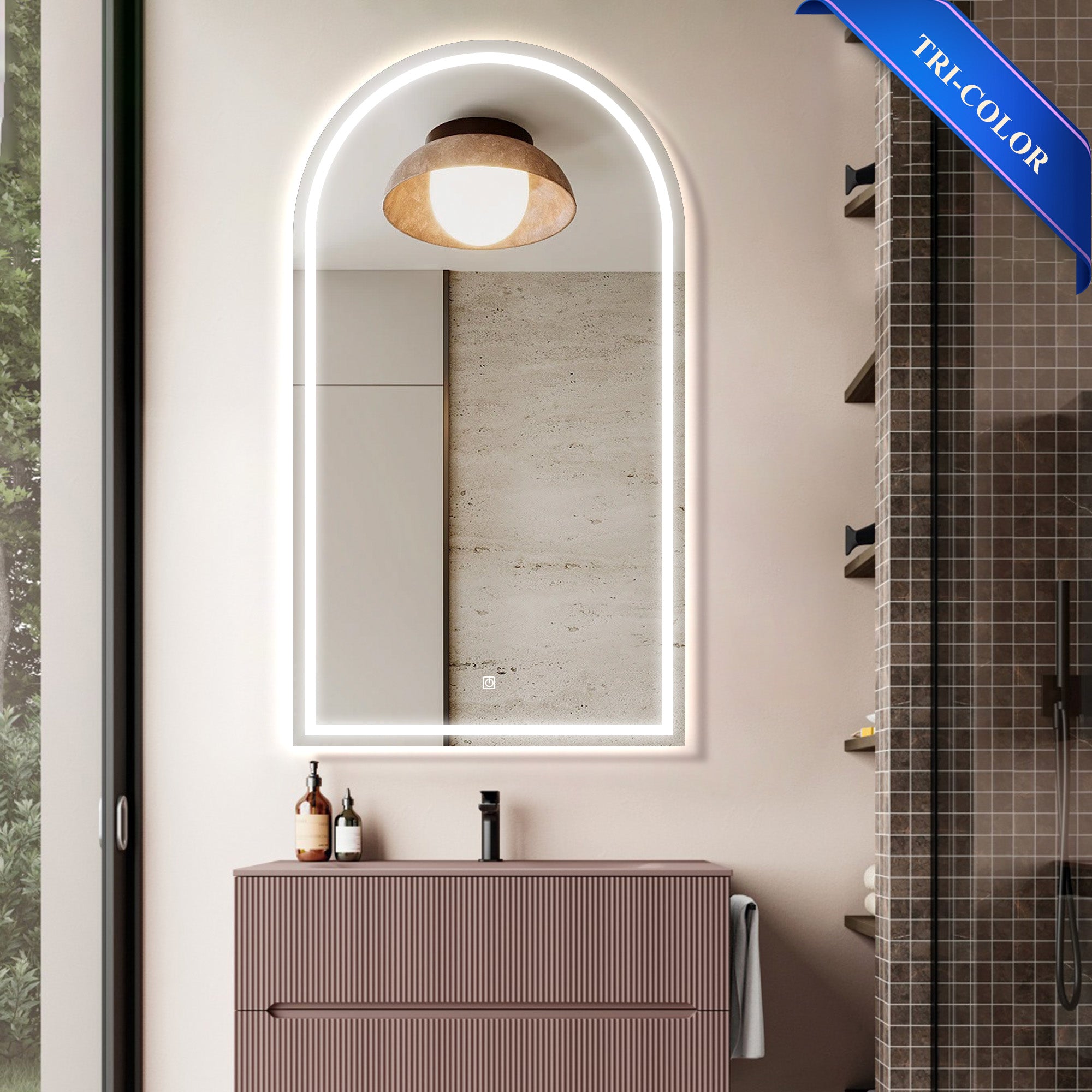 30"*54" IYRA Arched LED Mirror with Tri-color 2pcs