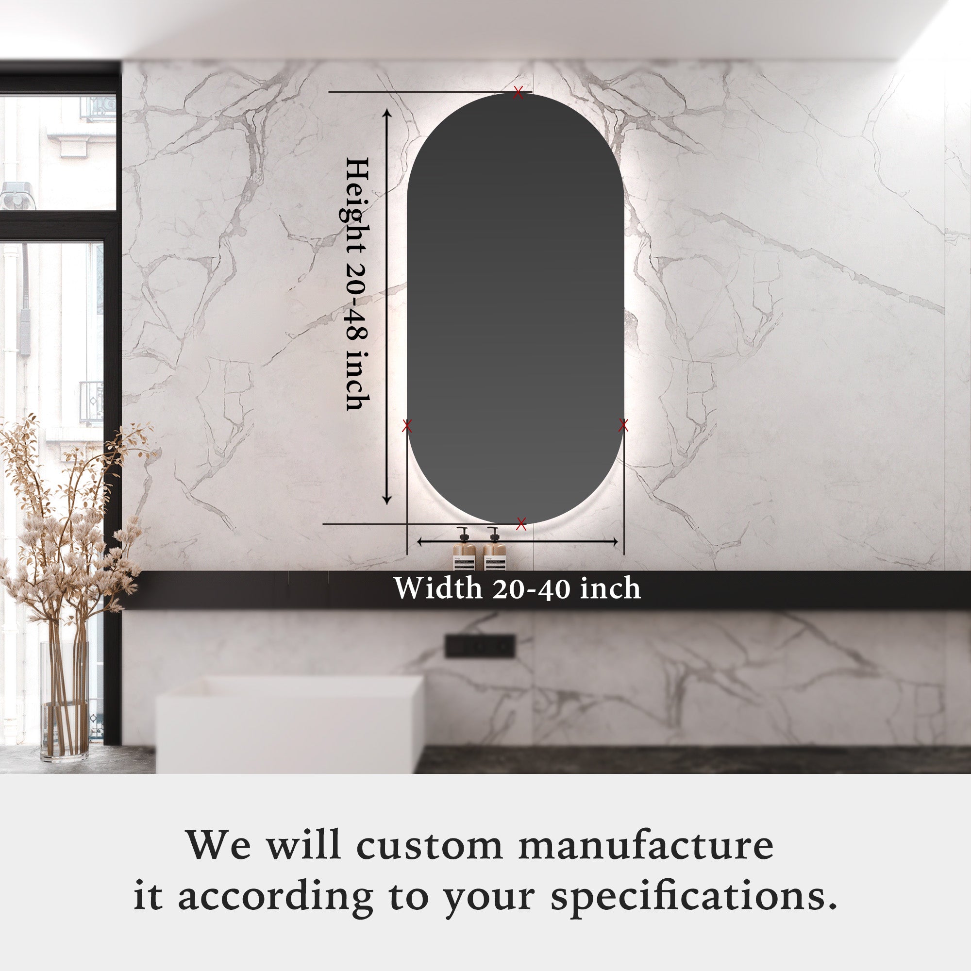 YMIR Oval Custom LED Mirror with Demister