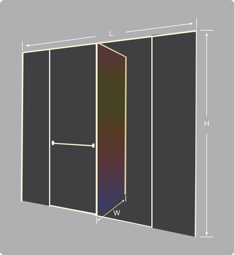 ECLIPTA Customize T-Line Shower Door with Gradient Glass dimensions