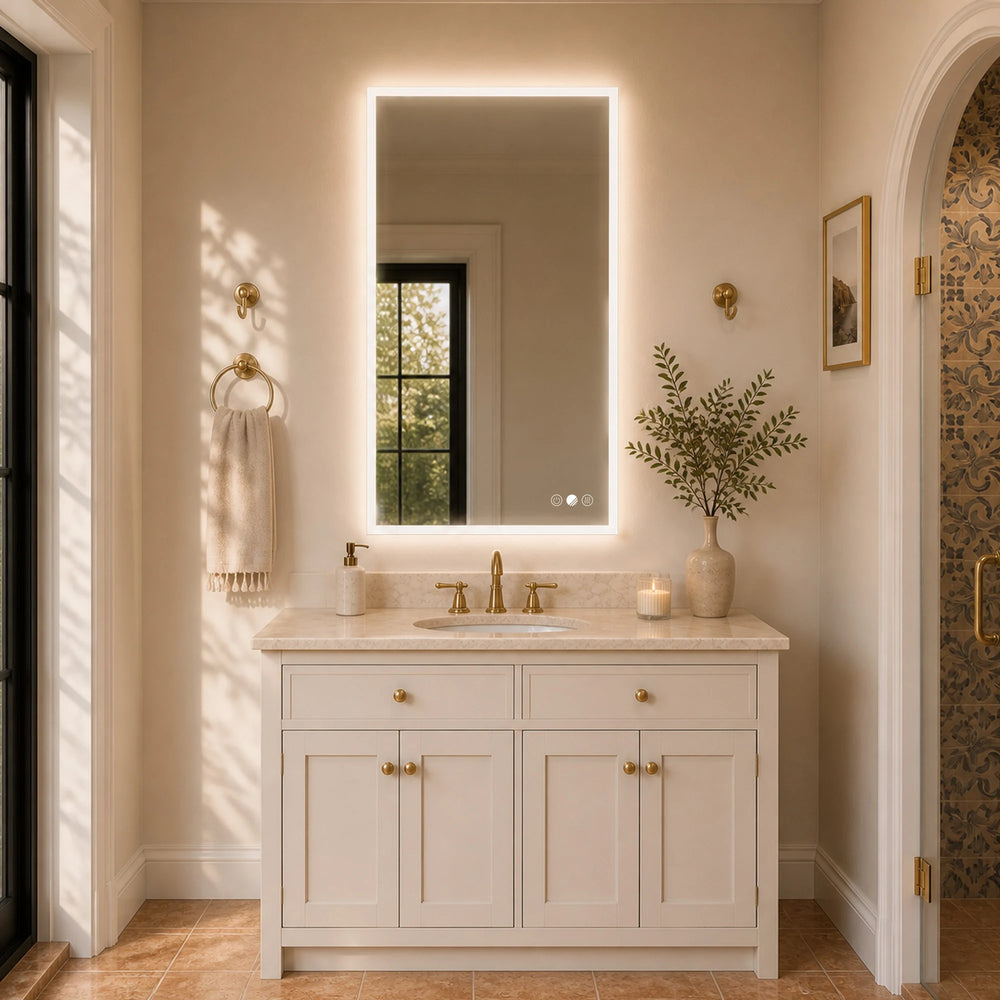 ALTAIR Rectangular Wide-Glow LED Bathroom Mirror, In Stock - lifestyle scene 3