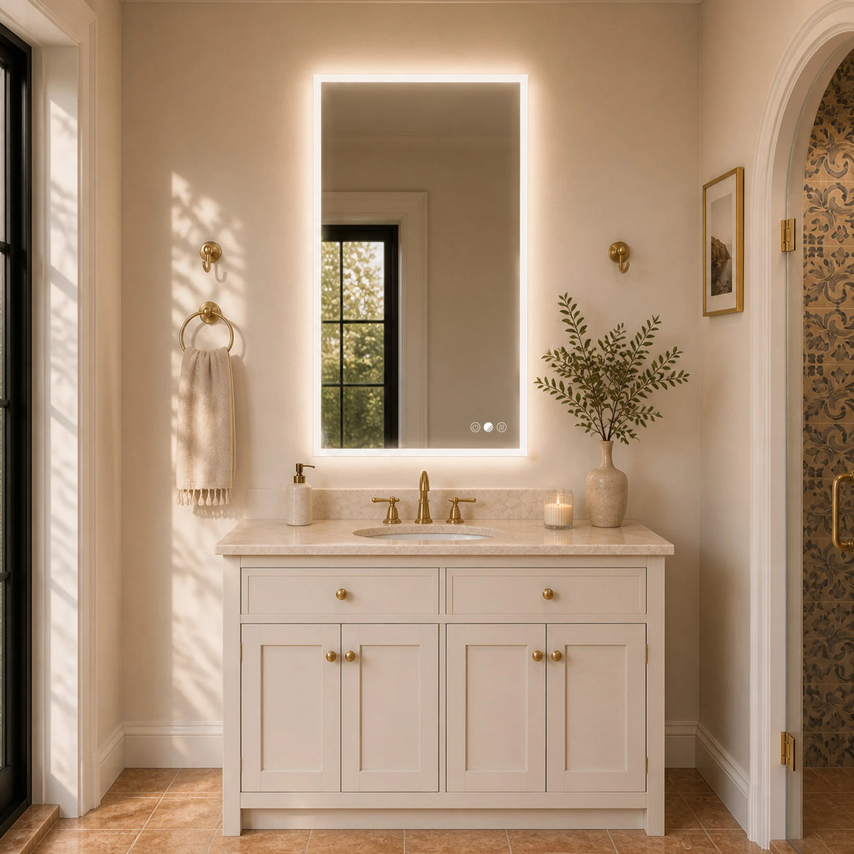 ALTAIR Rectangular Wide-Glow LED Bathroom Mirror, In Stock - lifestyle scene 3
