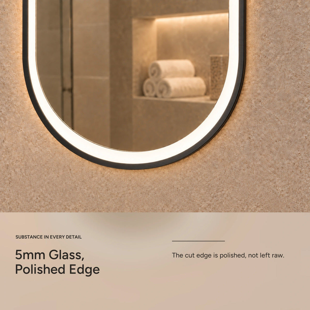 ANTARES 5 mm polished-edge mirror glass and metal frame