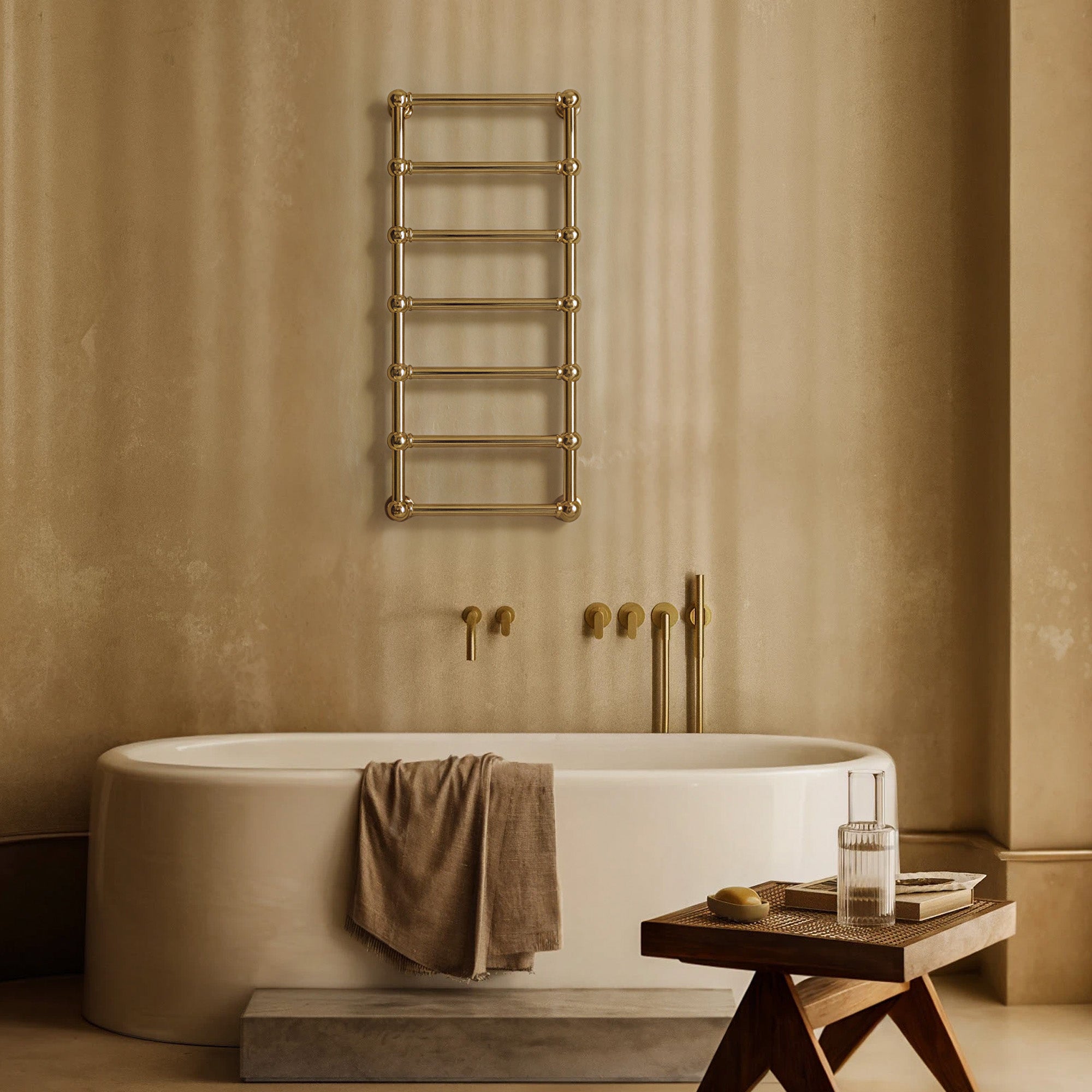 LUSTRE Heated Towel Rack with 18K Gold Finish and Vacuum Plating