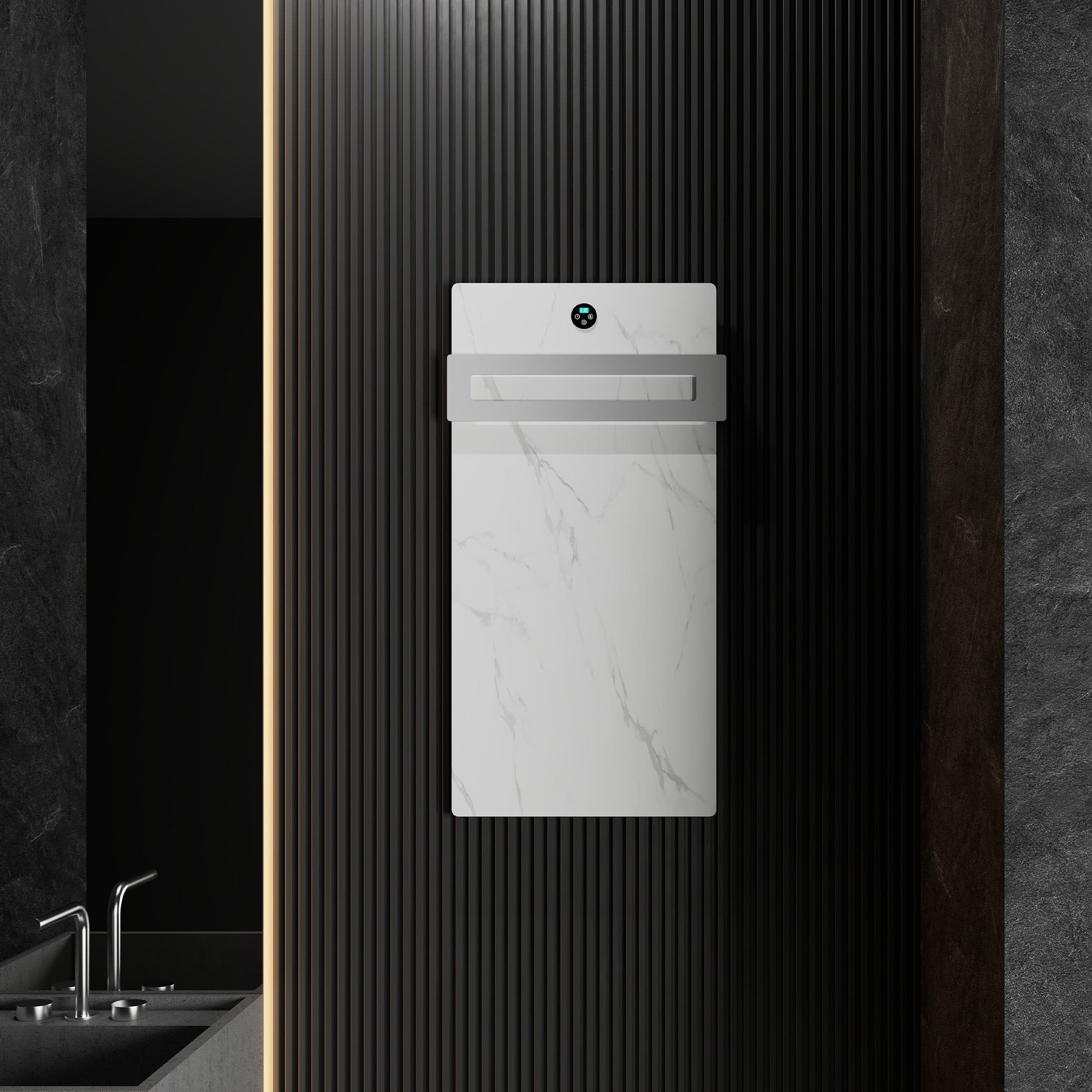 TALORA Heated Towel Rack with Sintered Stone and Stainless Steel