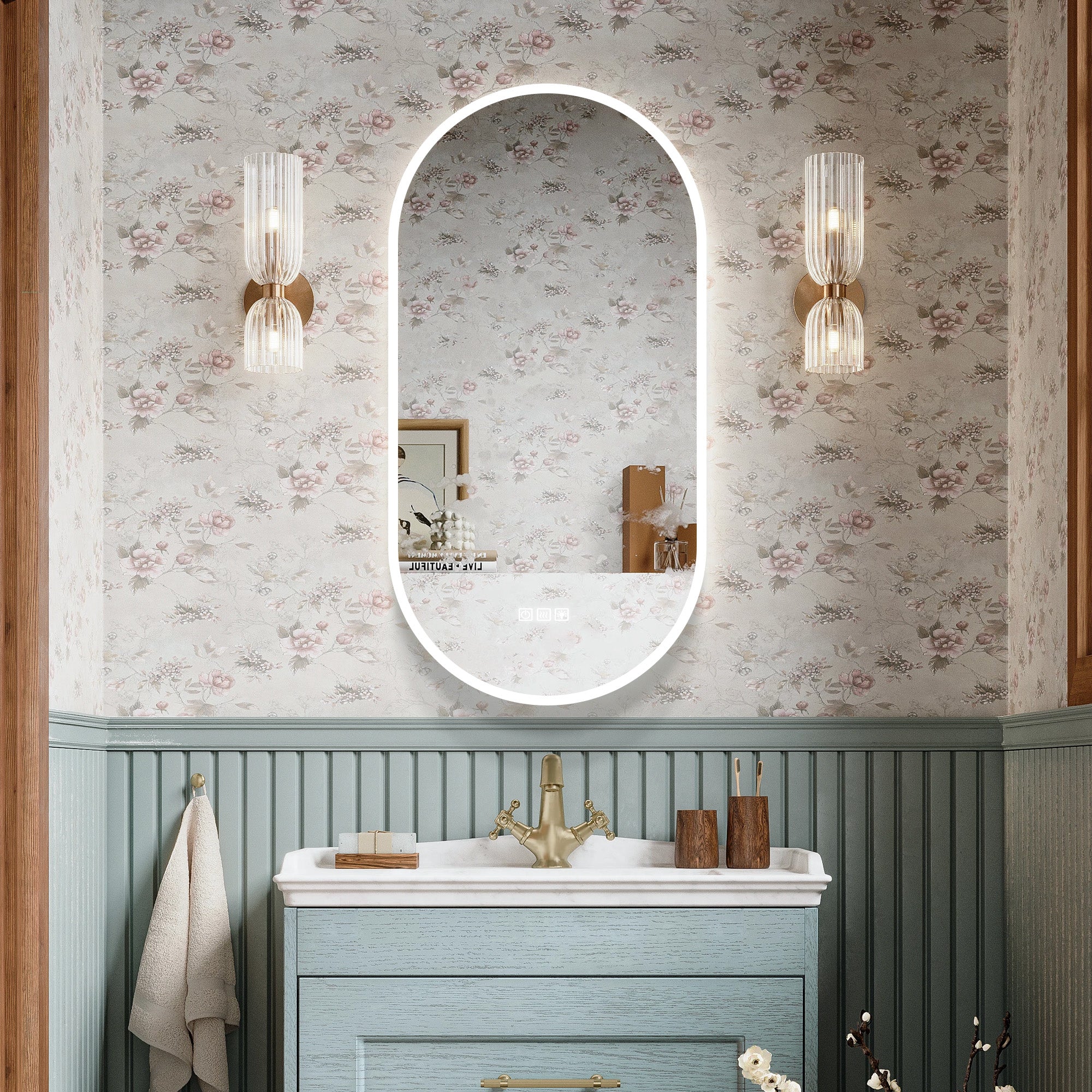 ORLIX Custom Wooden LED Mirror Medicine Cabinet with Oval Design