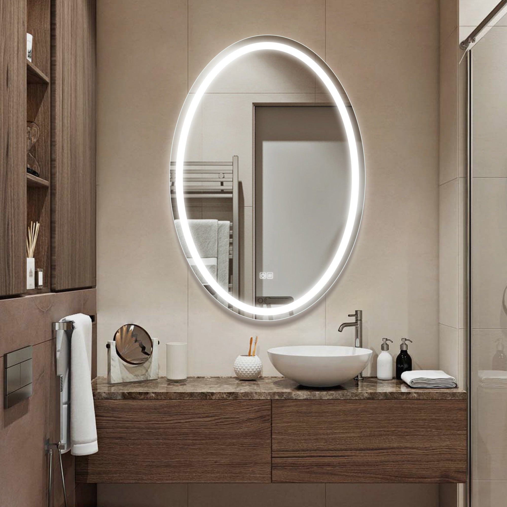 PLUTO Oval Custom LED Mirror Large Vanity Mirror