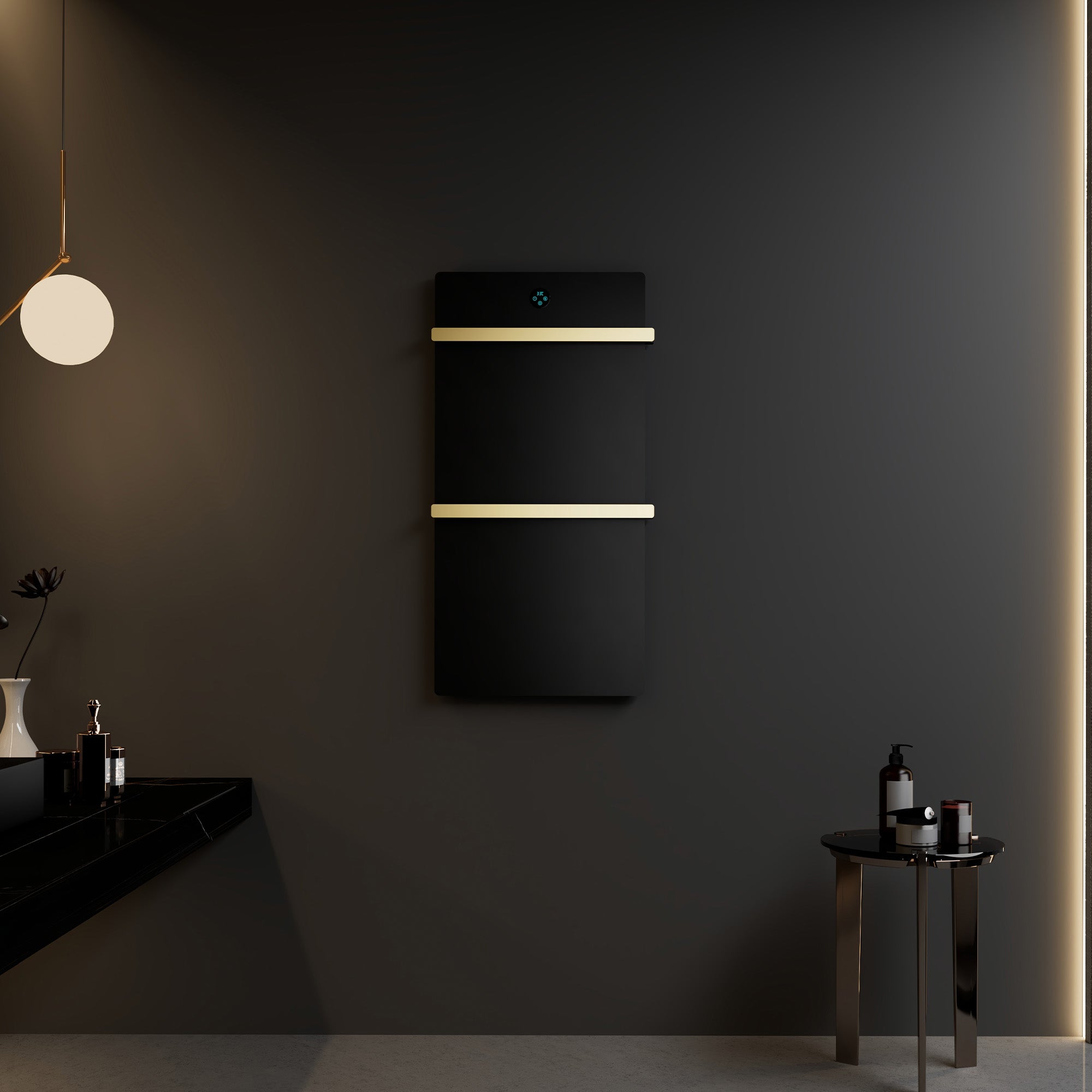 HALOA Heated Towel Rack with Shelf Sintered Stone and Stainless Steel