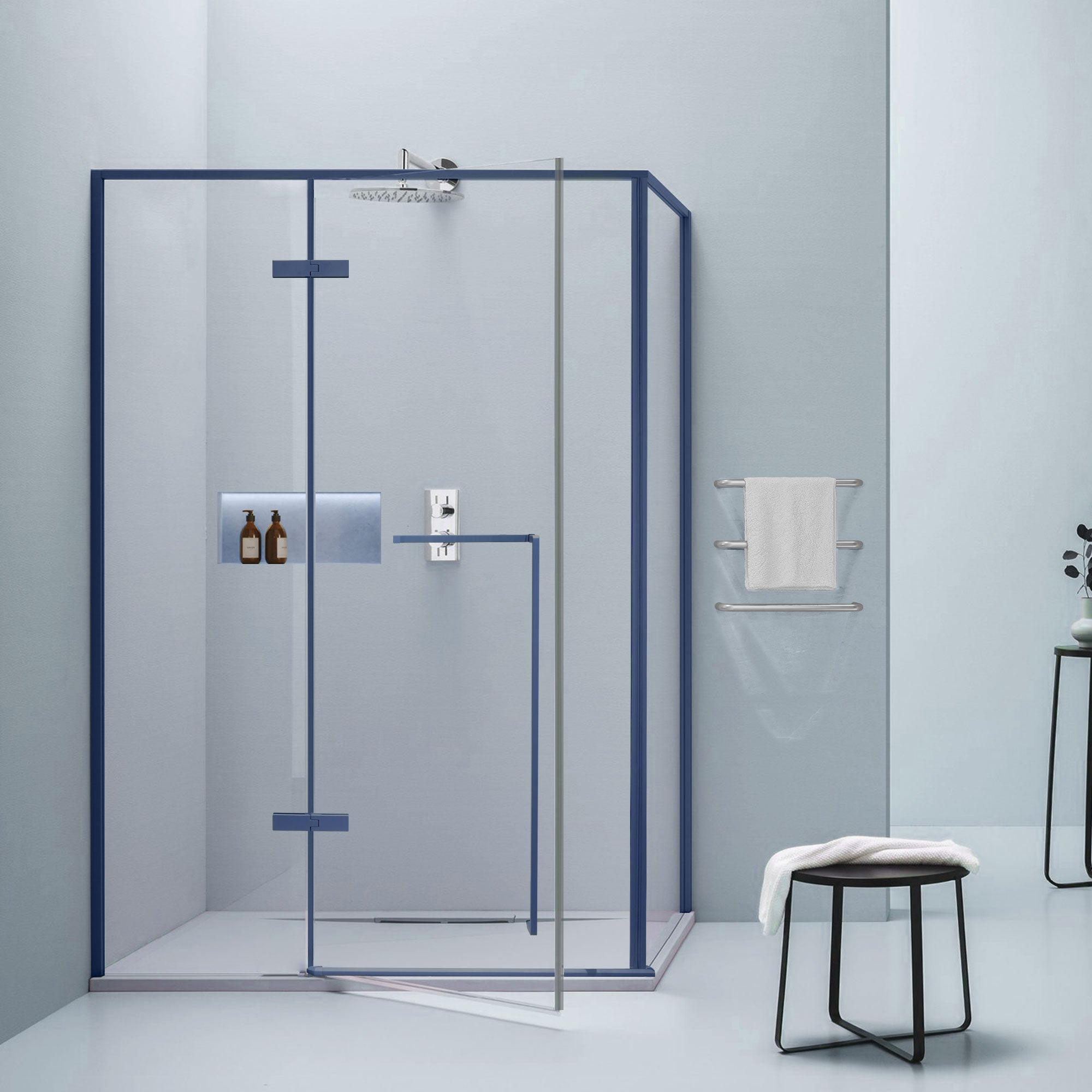 VELLURE Customize Corner Shower Door with Color Frame