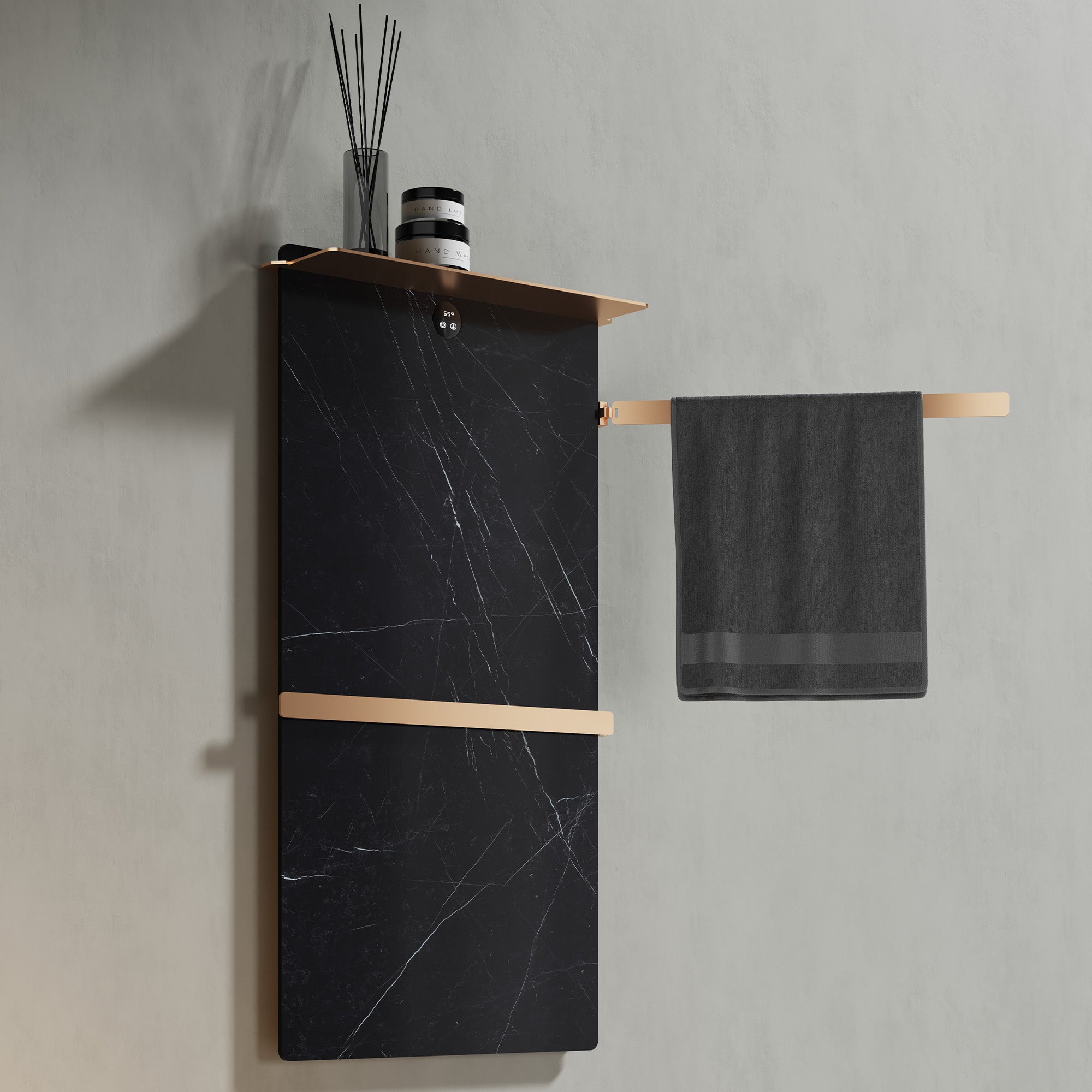 CERENE Minimalist Heated Towel Rack with Sintered Stone and Stainless Steel