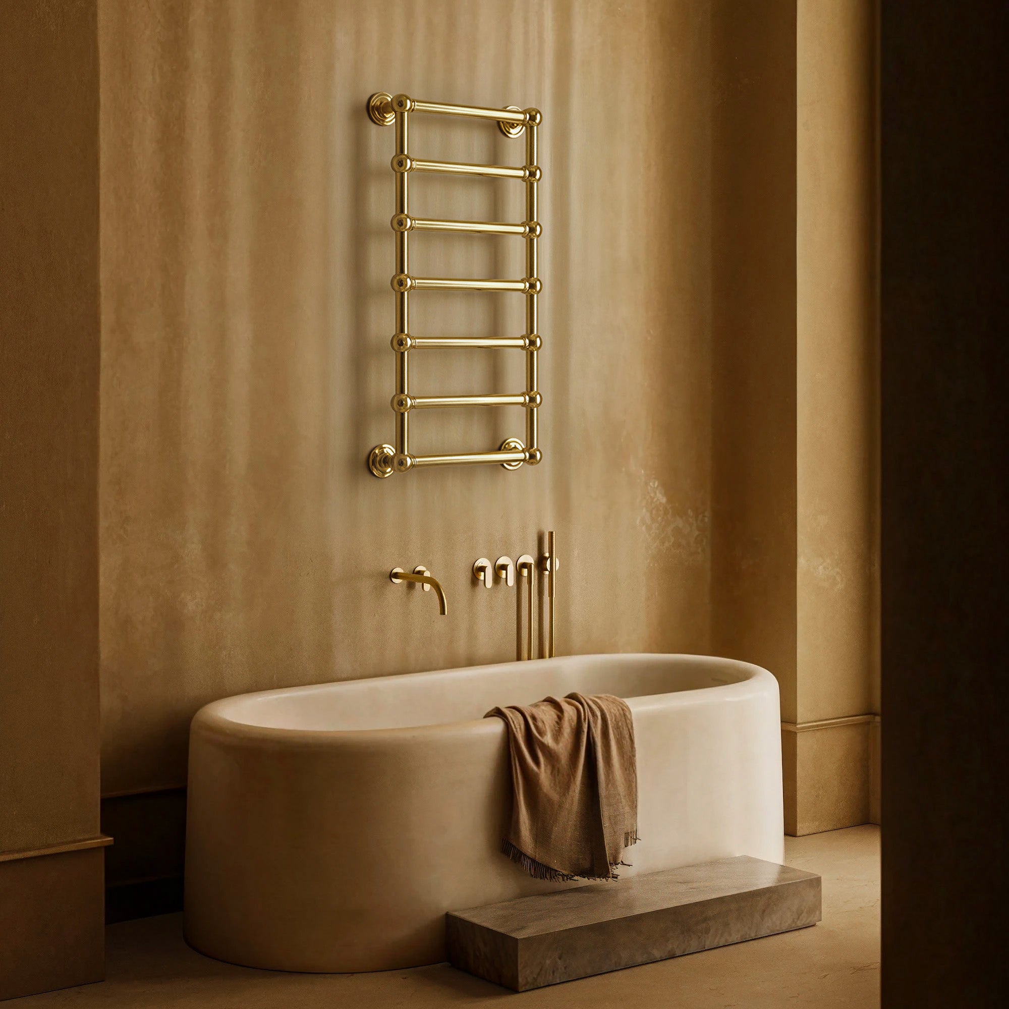 LUSTRE Heated Towel Rack with 18K Gold Finish and Vacuum Plating