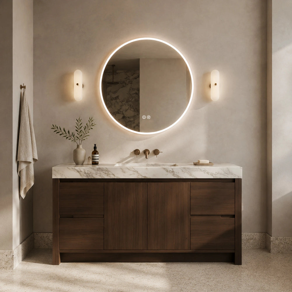 DIONE Round Backlit LED Bathroom Mirror, 24 to 36 Inches - lifestyle scene 1