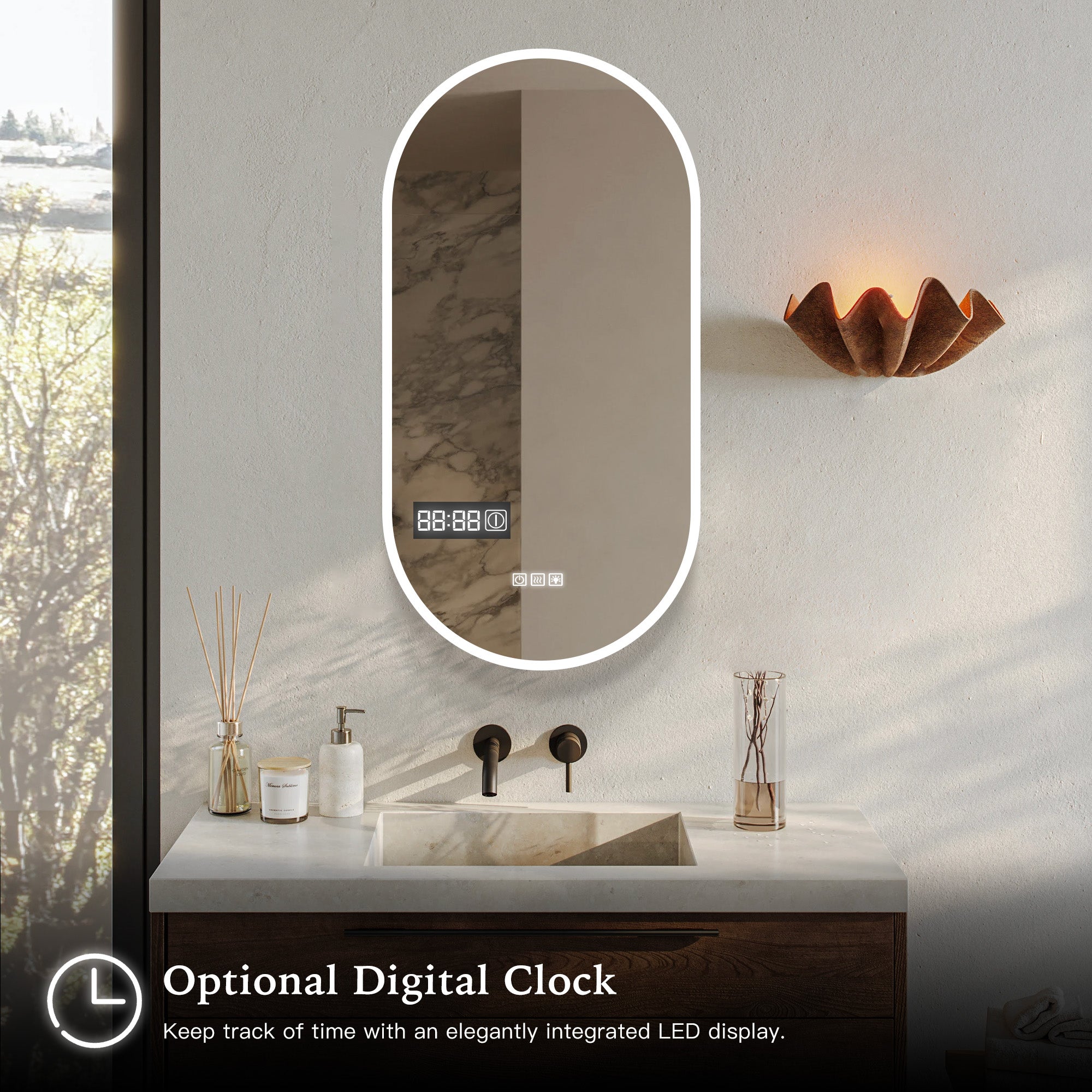 ORLIX Custom Wooden LED Mirror Medicine Cabinet with Oval Design
