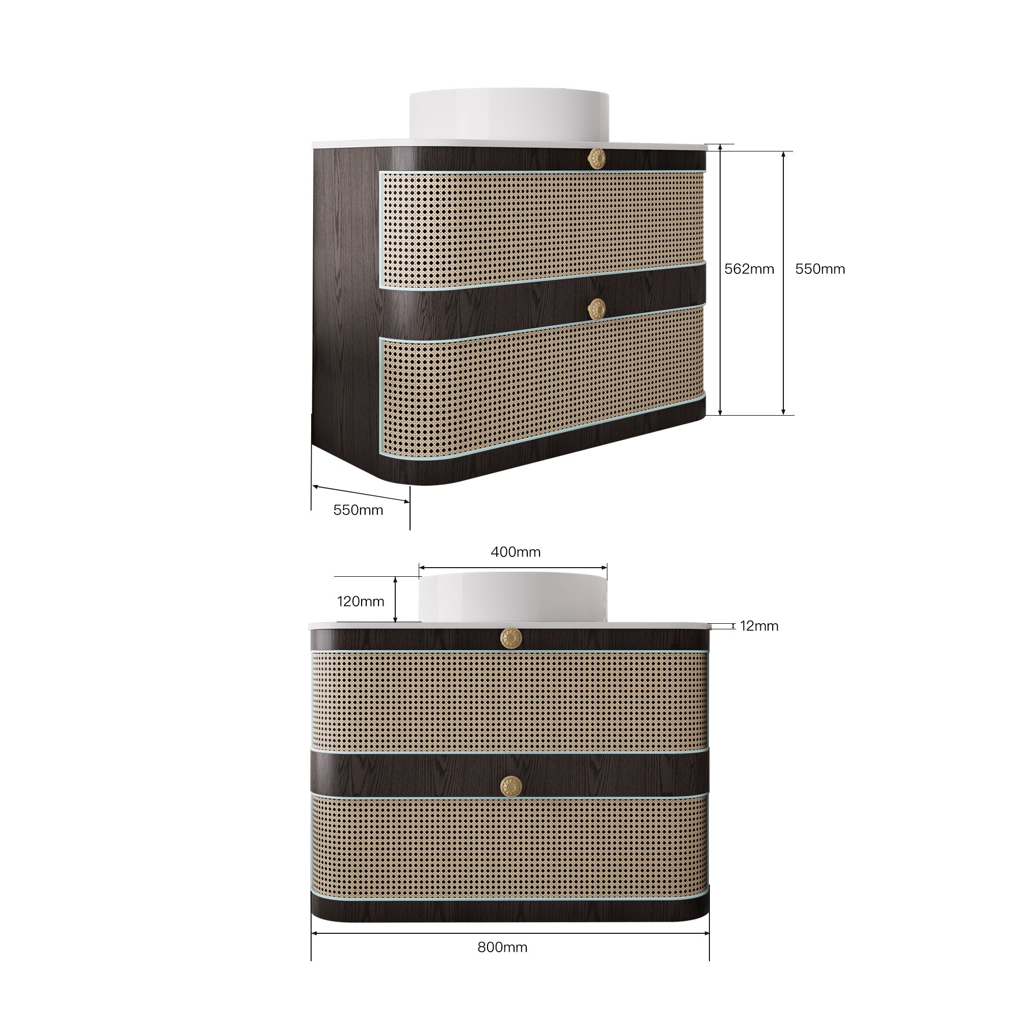 SERENITY Custom Bathroom Vanity Single Sink Sintered Stone Top Solid Wood Cabinet