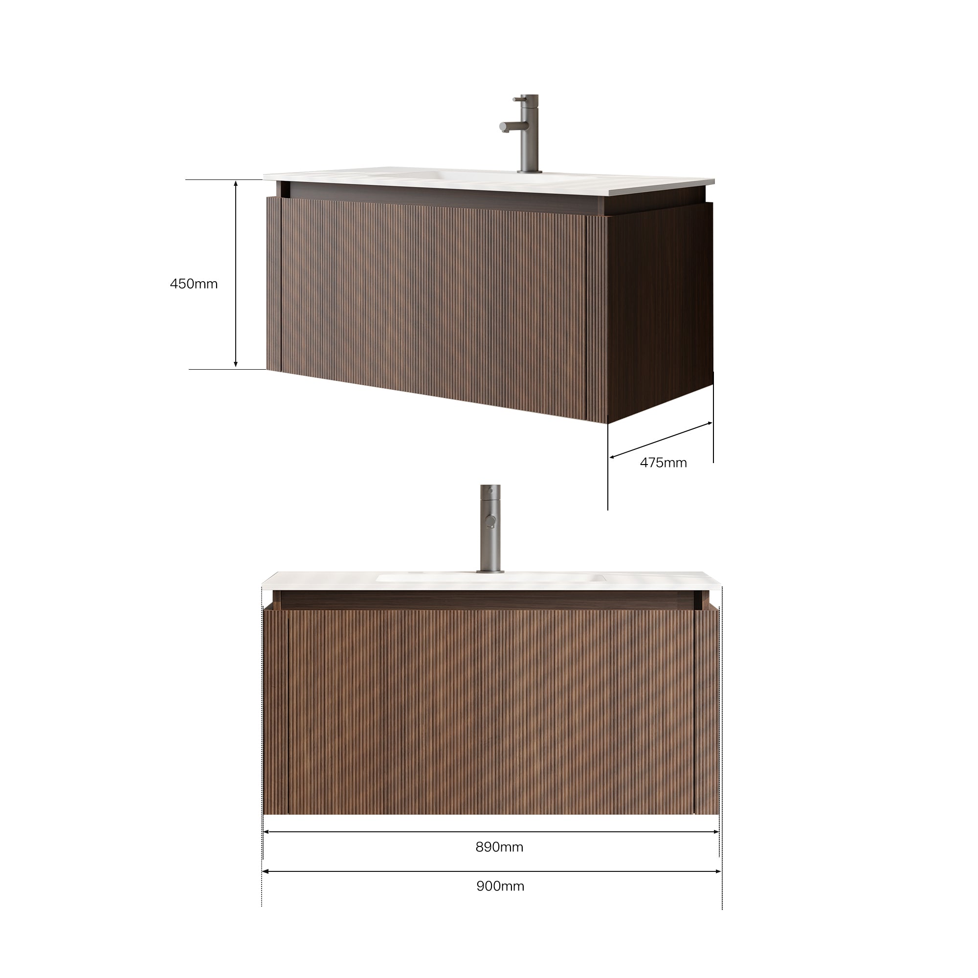 ARDEN Custom Bathroom Vanity Solid Wood with Veneer Acrylic Sink