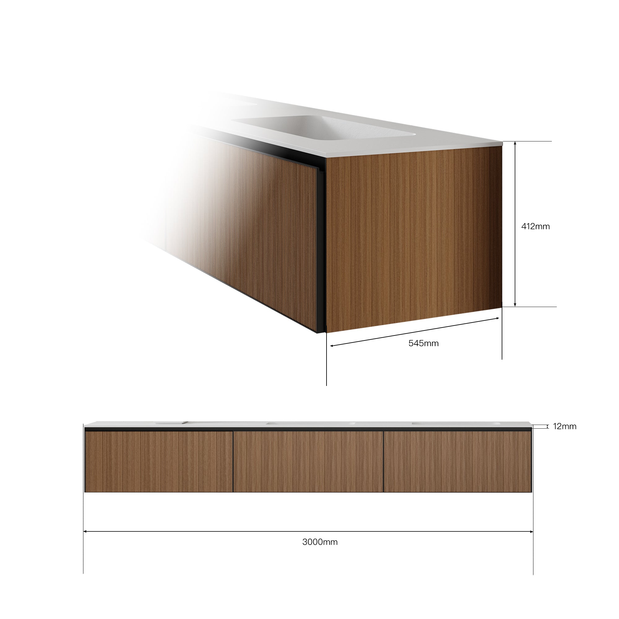HALCYON Custom Bathroom Vanity Solid Wood Corian Integrated Sink