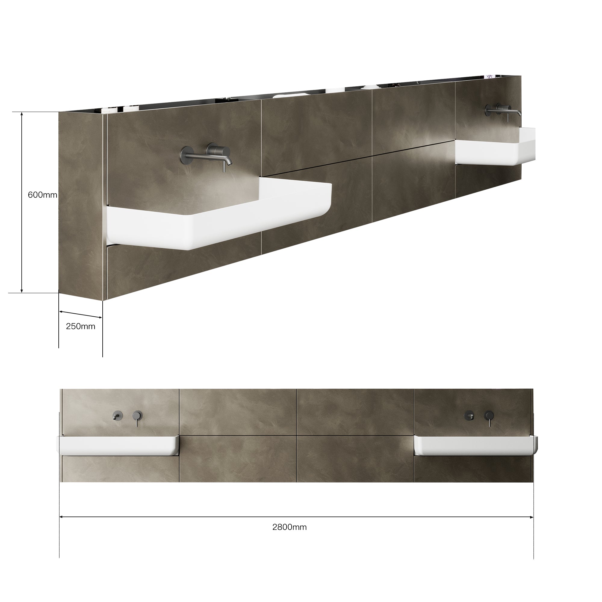 VERTA Custom Bathroom Vanity Solid Wood with Veneer Corian Basin