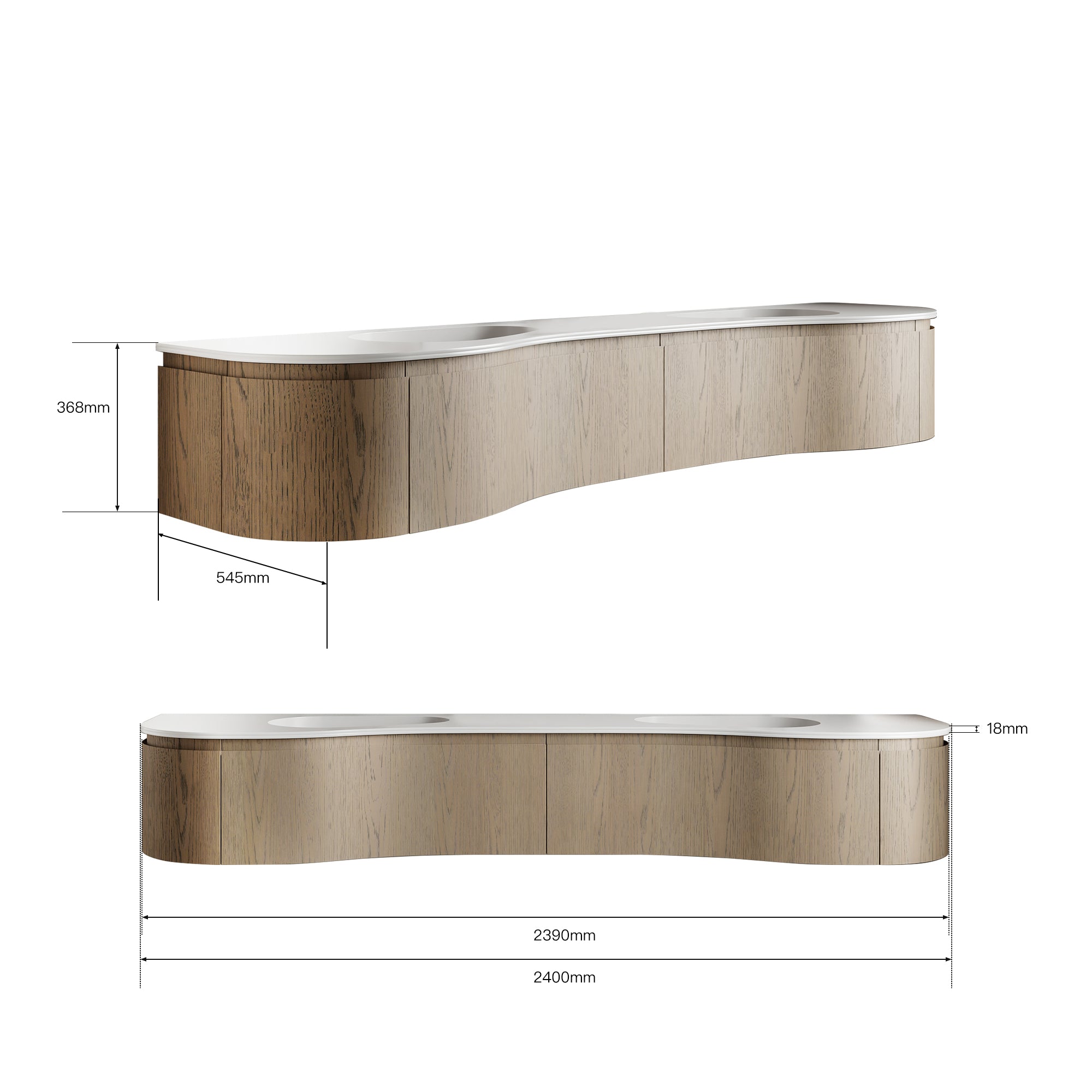 ONDINE Custom Bathroom Vanity Wood Veneer Corian Integrated Sink