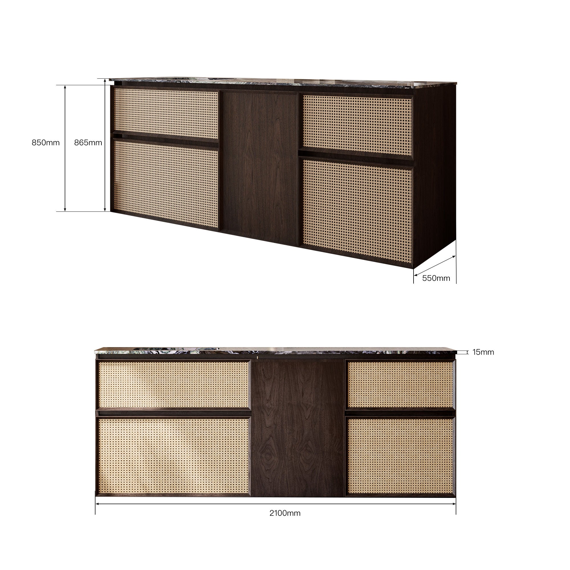 ONYRIA Custom Bathroom Vanity Single Sink Natural Marble Top Solid Wood Cabinet