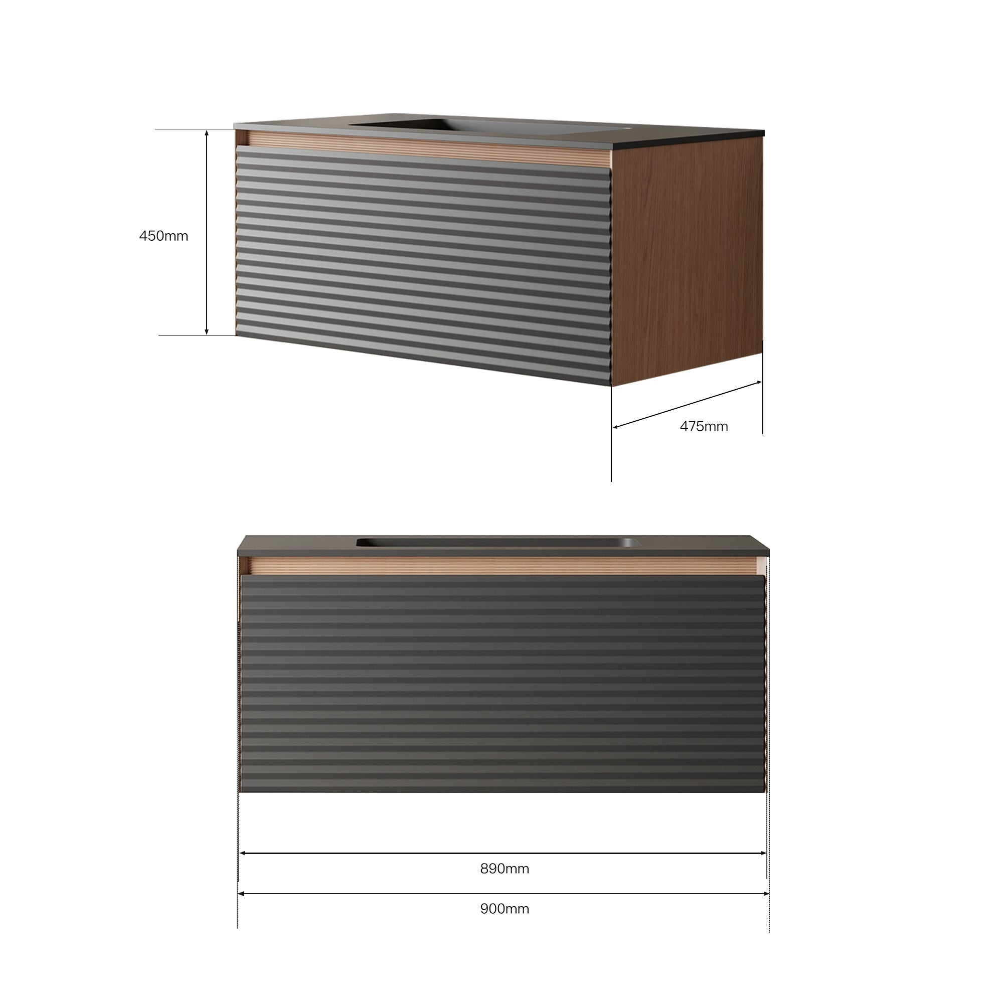 STRATO Custom Bathroom Vanity Solid Wood with Veneer Acrylic Sink