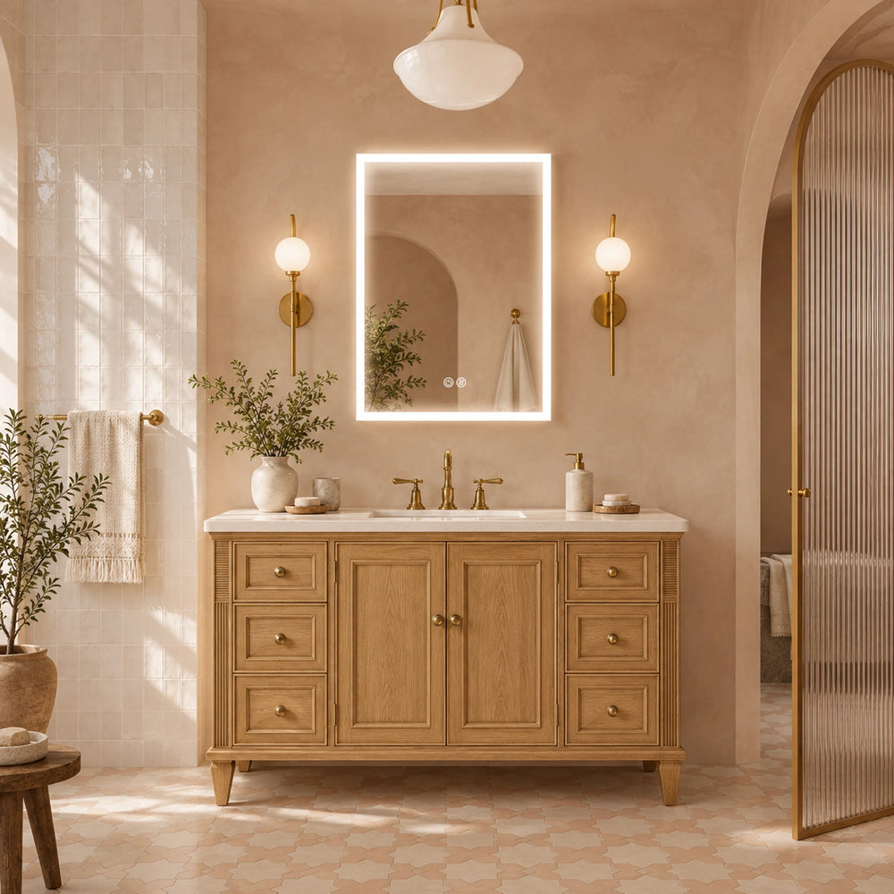 HYPERION Perimeter-Light LED Medicine Cabinet with Interior Lighting - Bathroom Front View