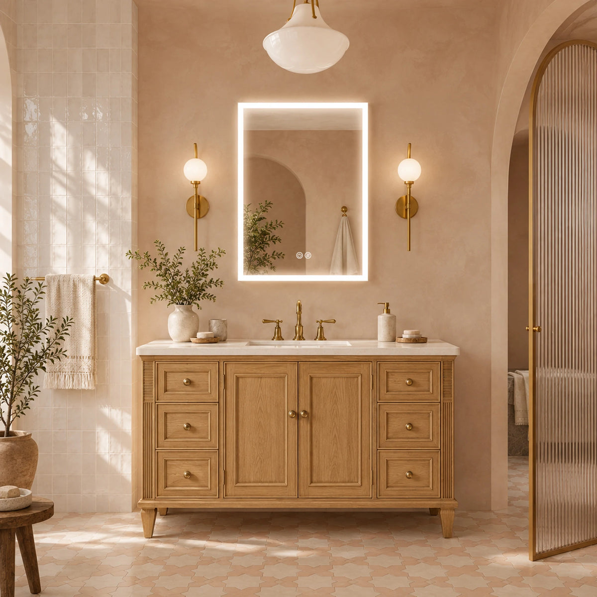 HYPERION Perimeter-Light LED Medicine Cabinet with Interior Lighting - Bathroom Front View