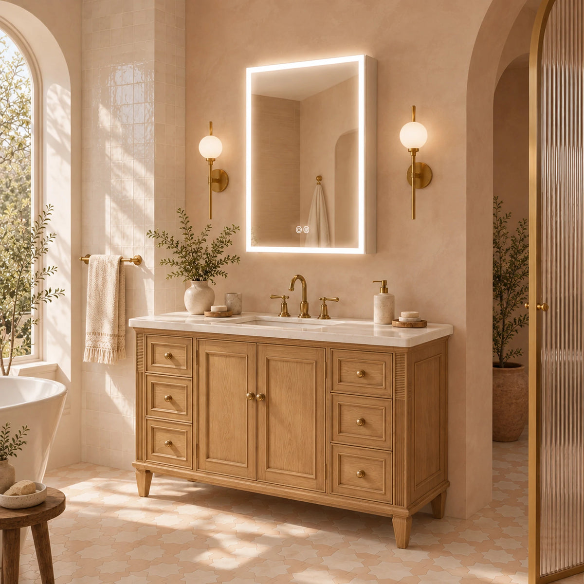 HYPERION Perimeter-Light LED Medicine Cabinet with Interior Lighting - Bathroom Lifestyle Scene