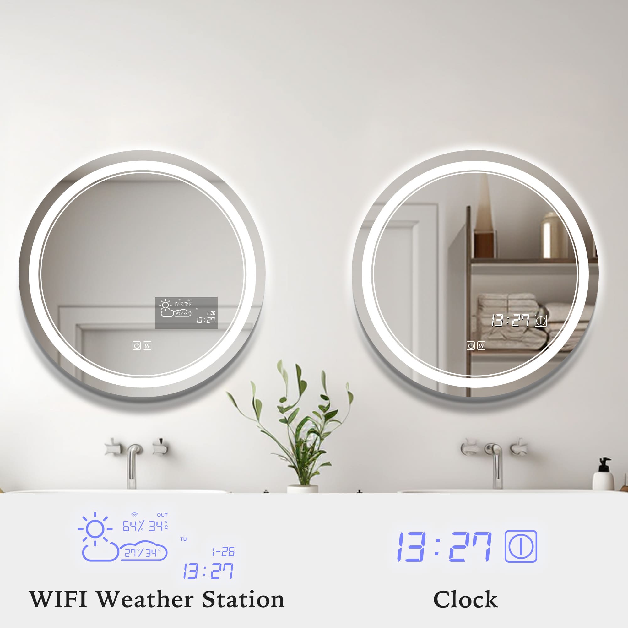 AITNE Round Custom LED Mirror with Backlight