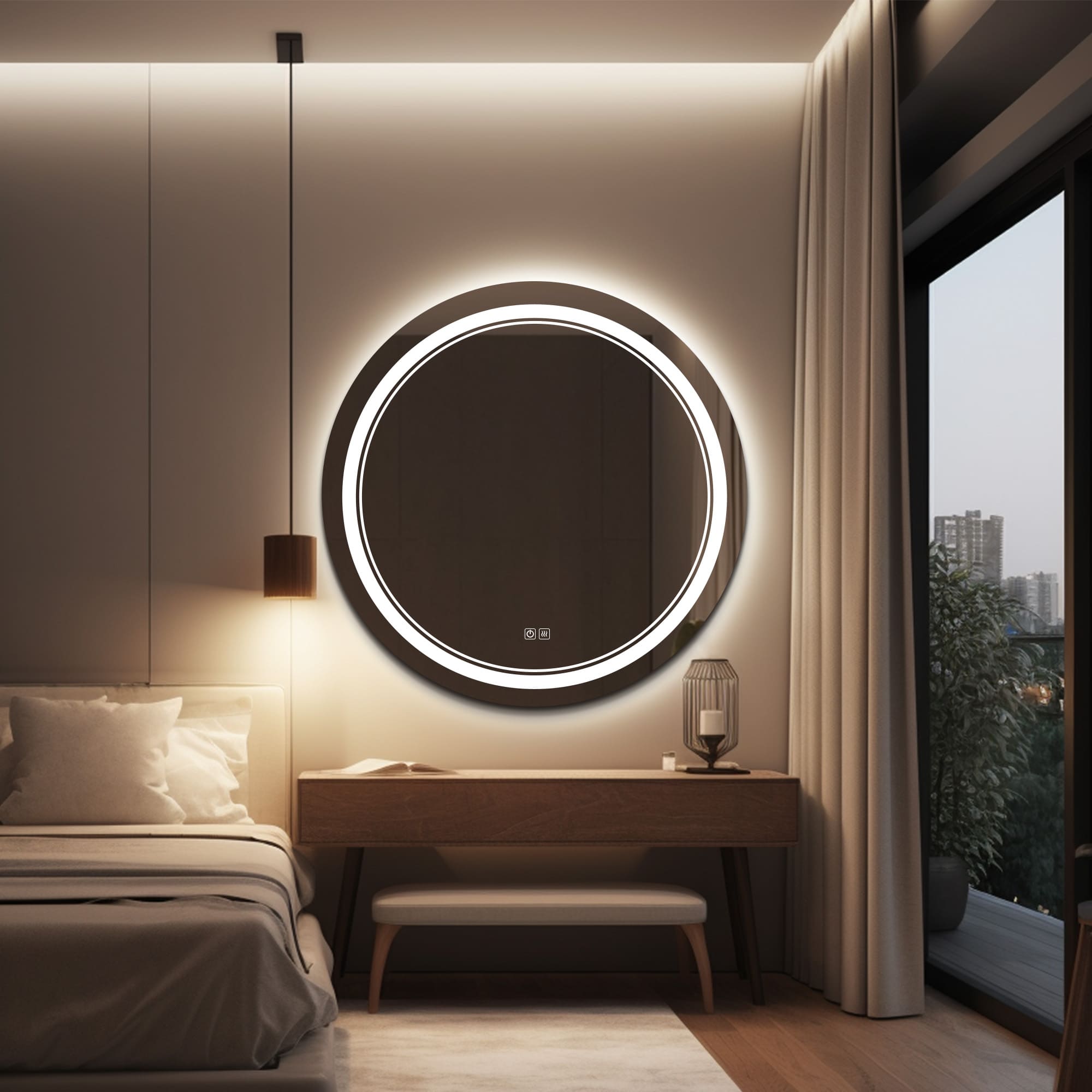 AITNE Round Custom LED Mirror with Backlight