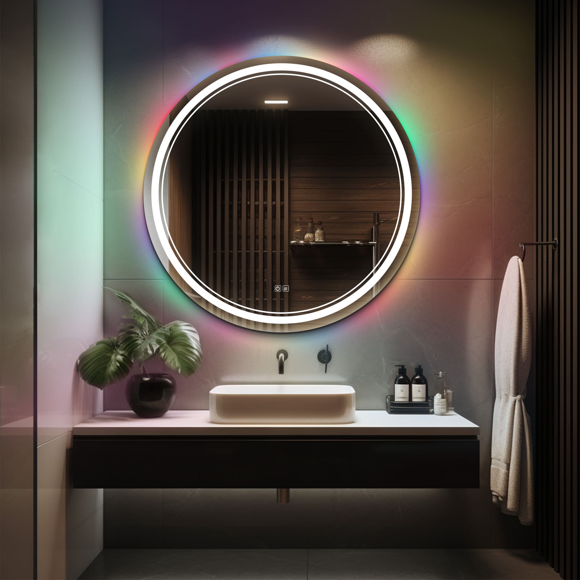 AITNE Round Custom LED Mirror with Backlight