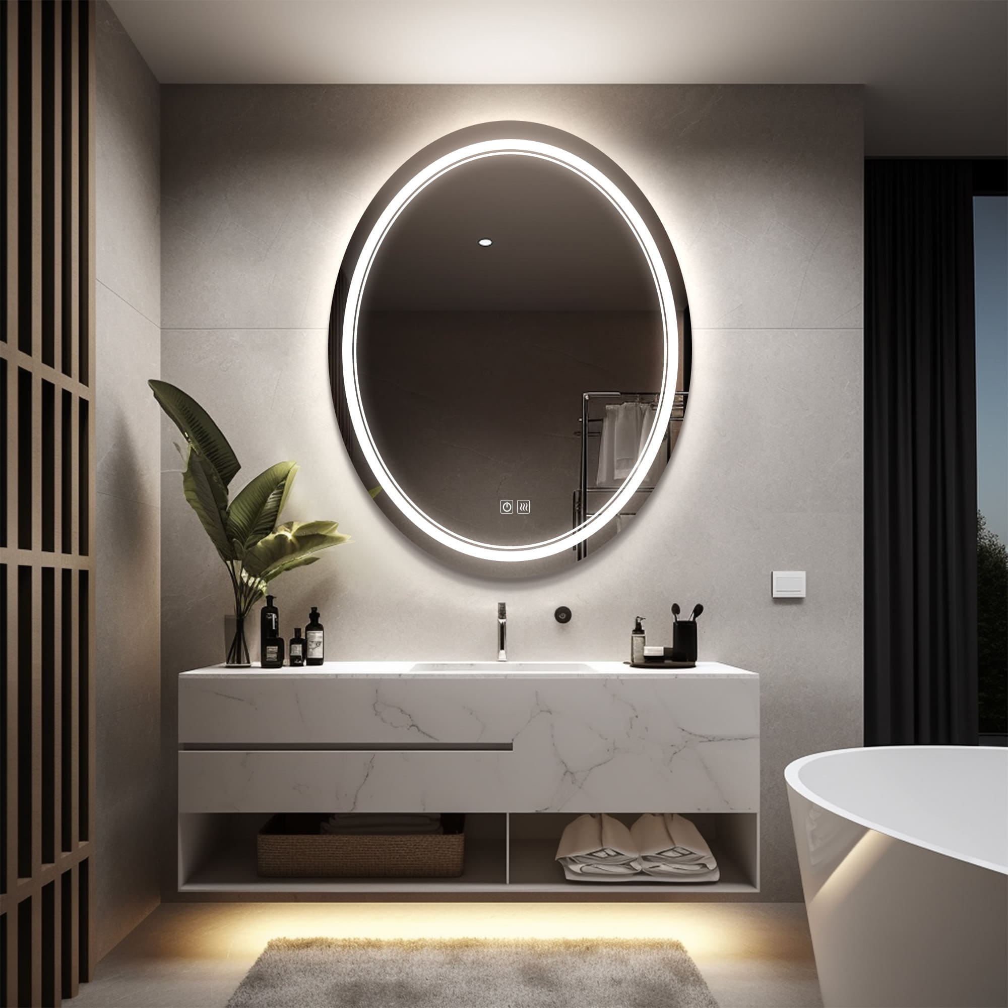 Irregular Backlit Led Bathroom Mirror With Multi Lighting (3 Lights  Integrated) - Accent Mirror