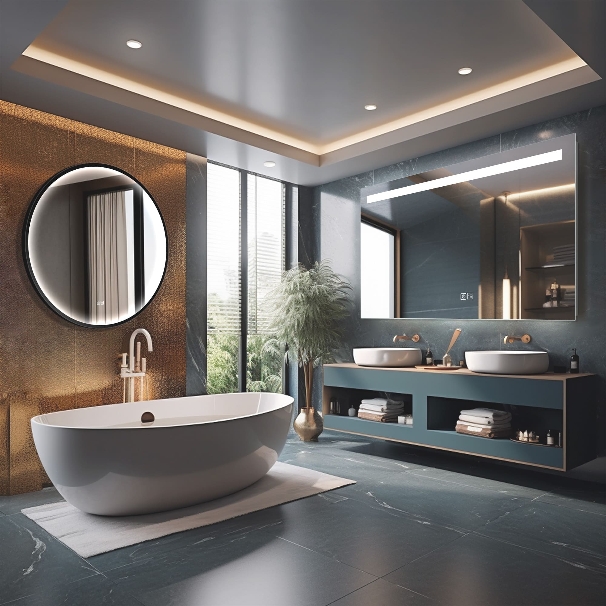 TELESTO Round Custom LED Mirror with Frame