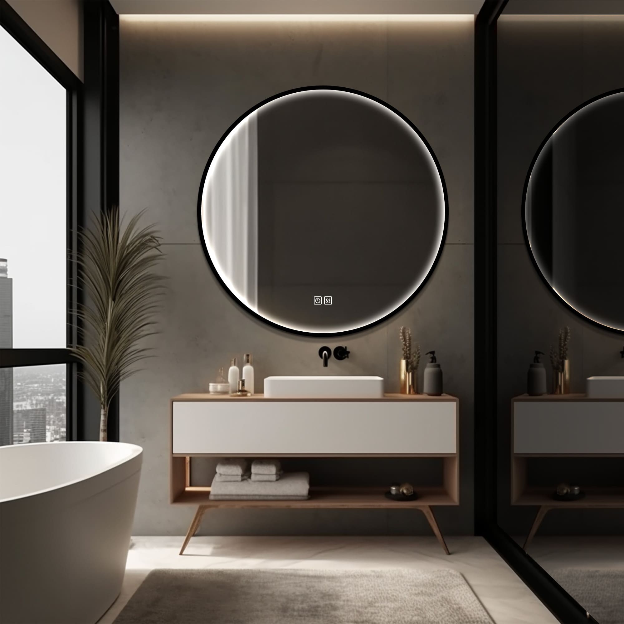 TELESTO Round Custom LED Mirror with Frame