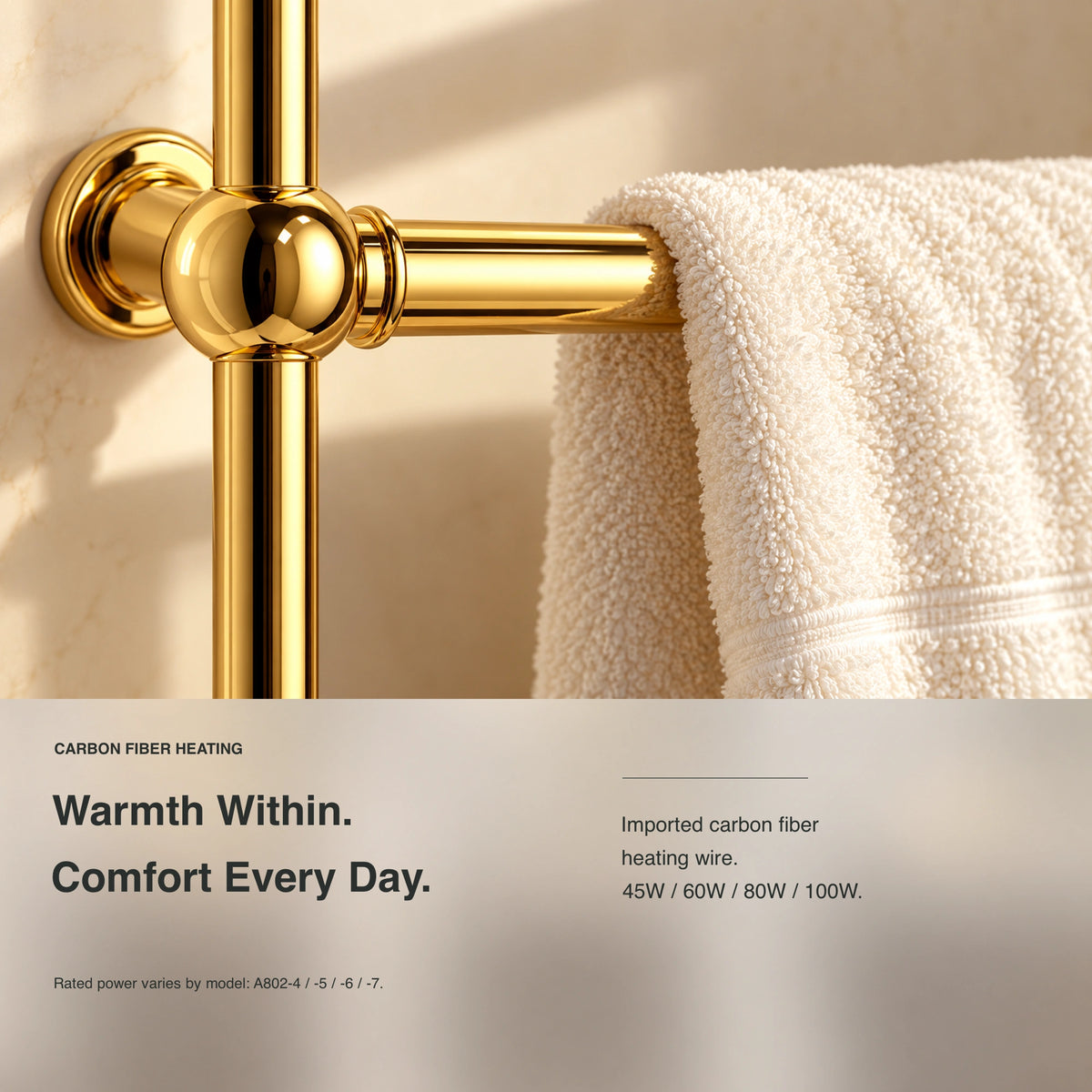 Inyouths Ashore brass heated towel rack carbon fiber heating element