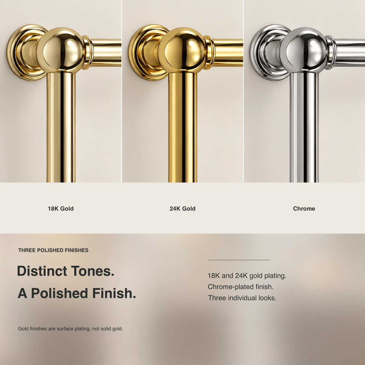 Inyouths Ashore brass heated towel rack finish color options