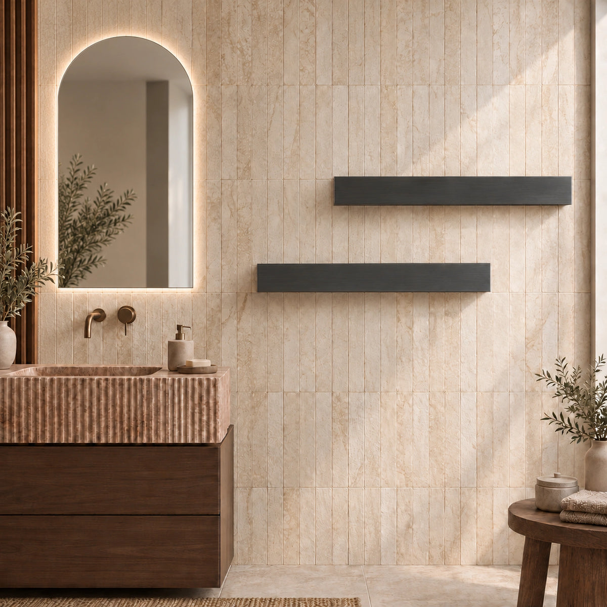 Inyouths Graphene smart heated towel rack in bathroom lifestyle setting