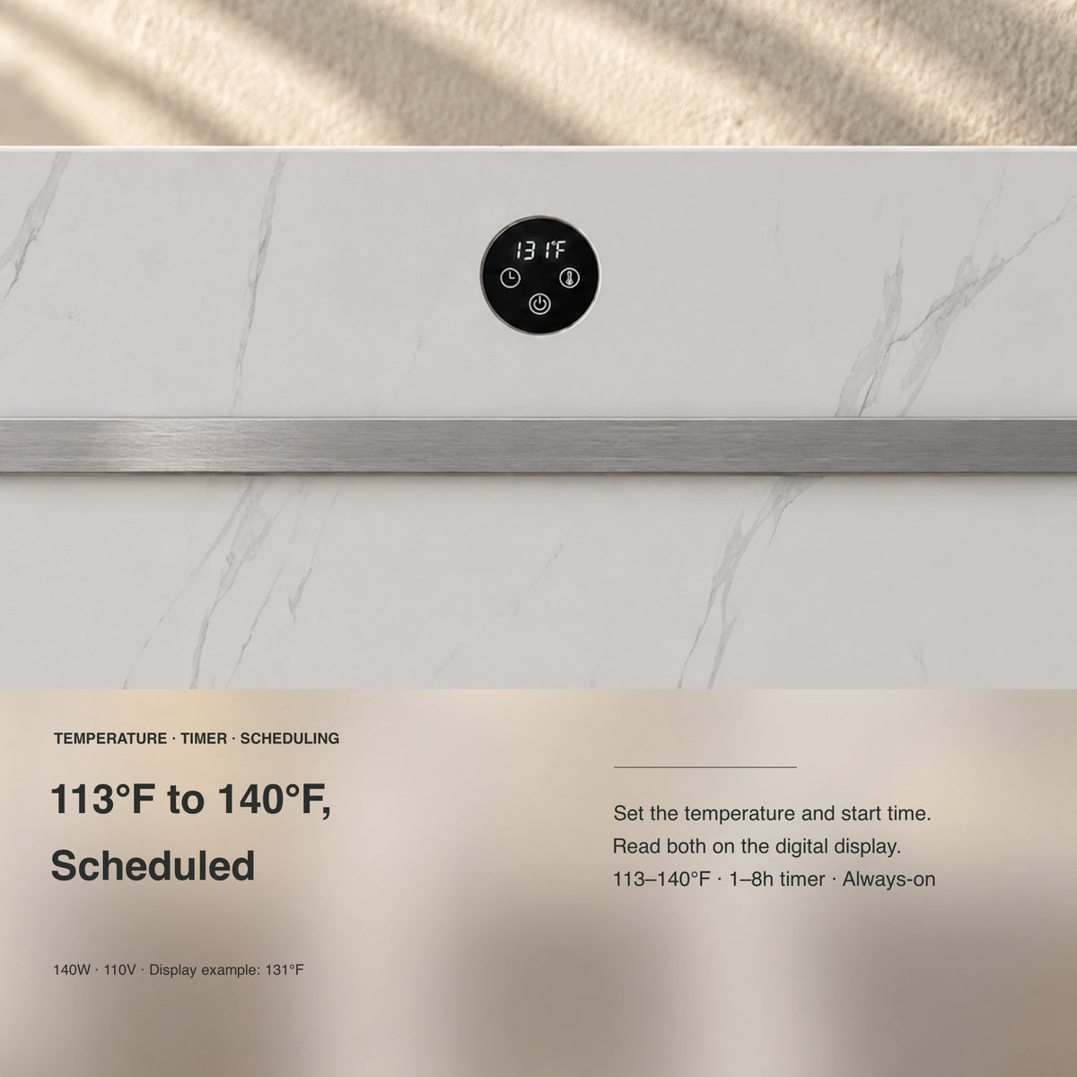 Inyouths HALOA Heated Towel Rack temperature timer and schedule control