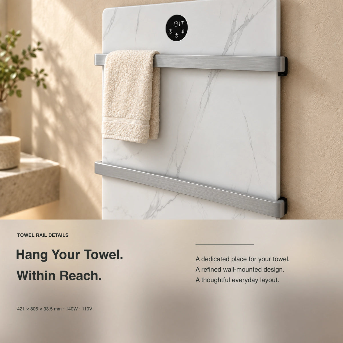 Inyouths HALOA Heated Towel Rack towel bar detail