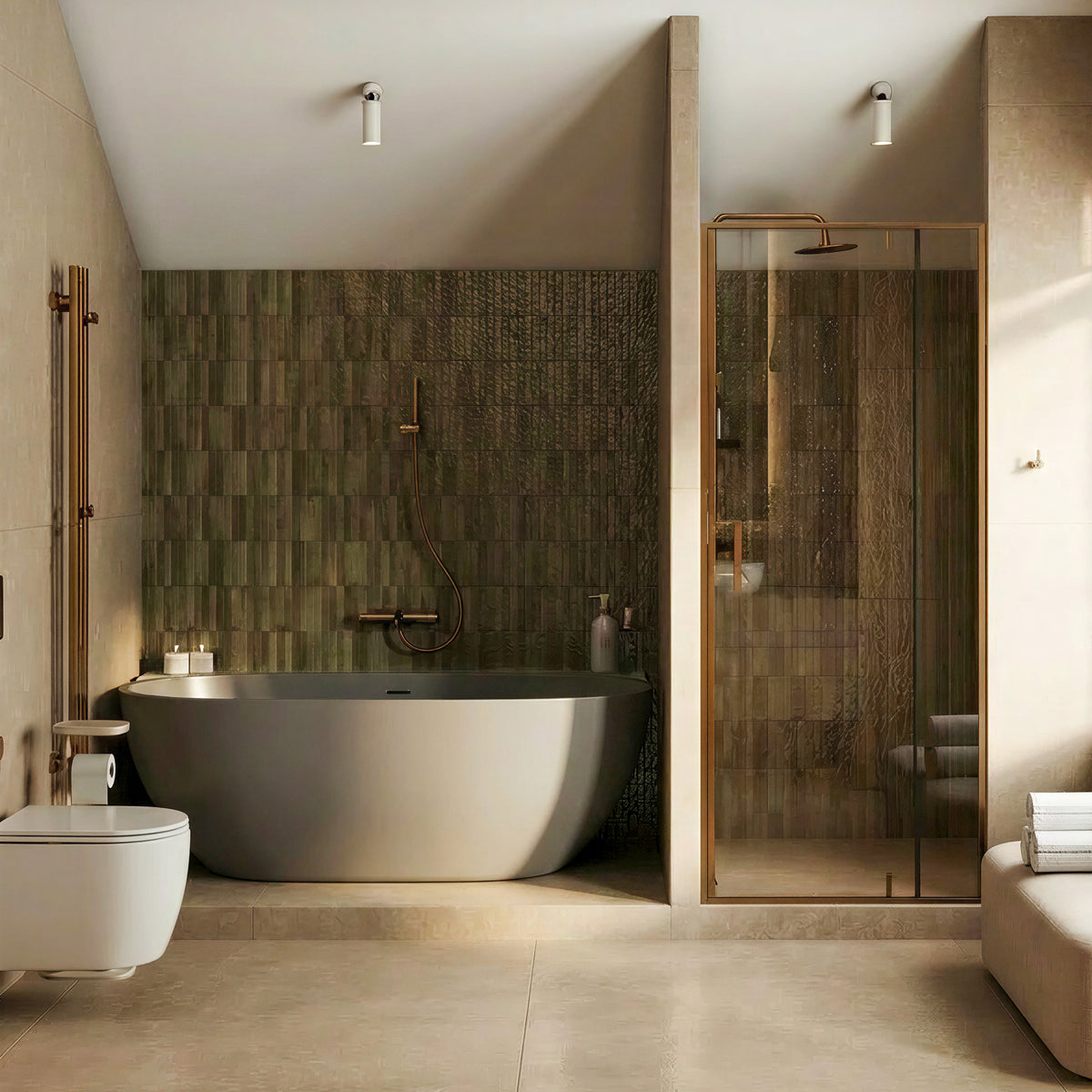 OBSIDIAN 59-inch freestanding solid surface soaking tub in matte white with oval shape in modern bathroom