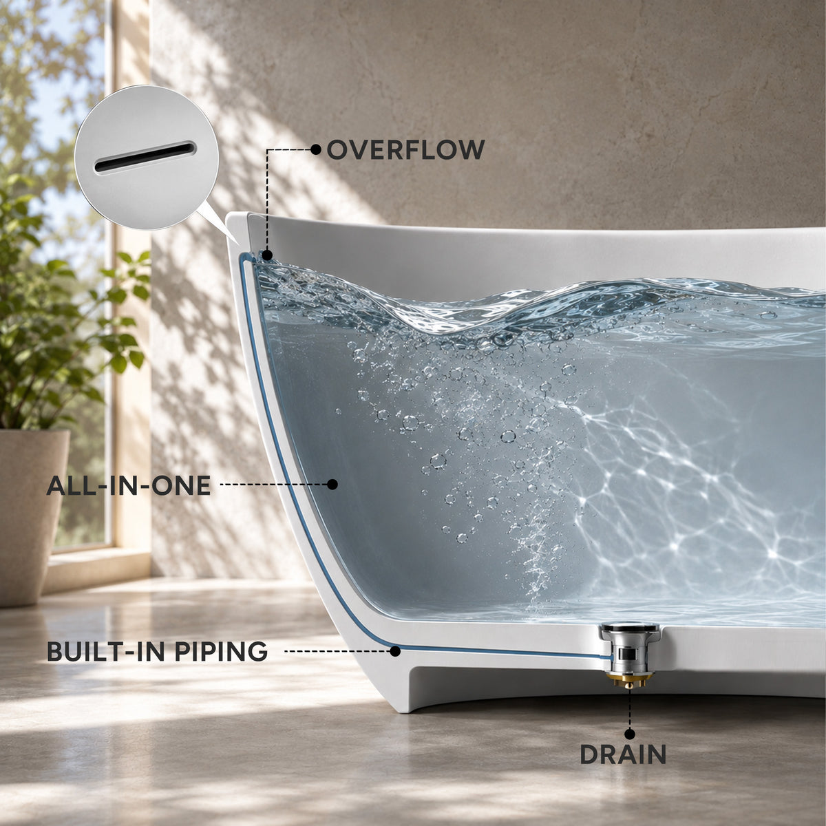 OBSIDIAN bathtub interior view
