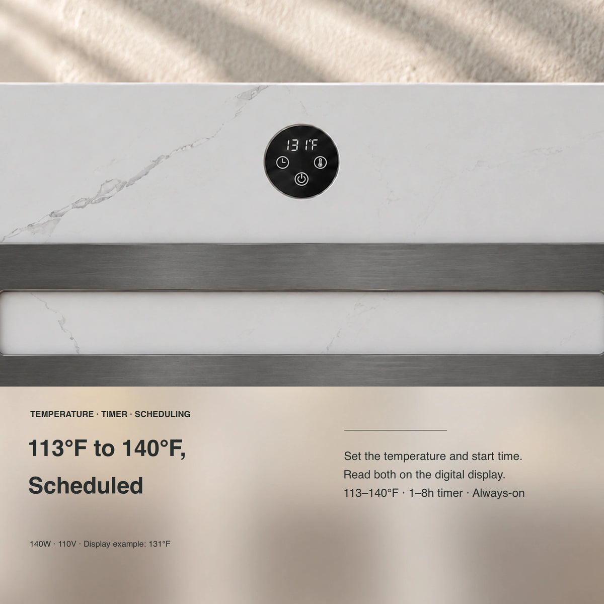 Inyouths TALORA Heated Towel Rack temperature timer and schedule control