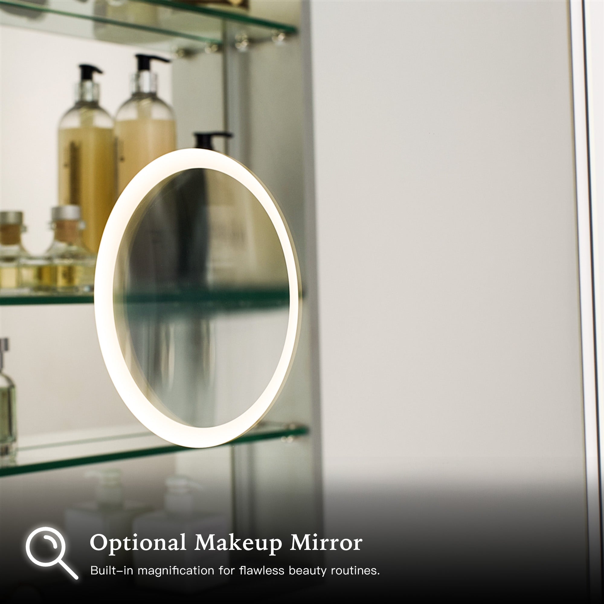 OBERON Custom LED Mirror Medicine Cabinet with Natural Wood Finish