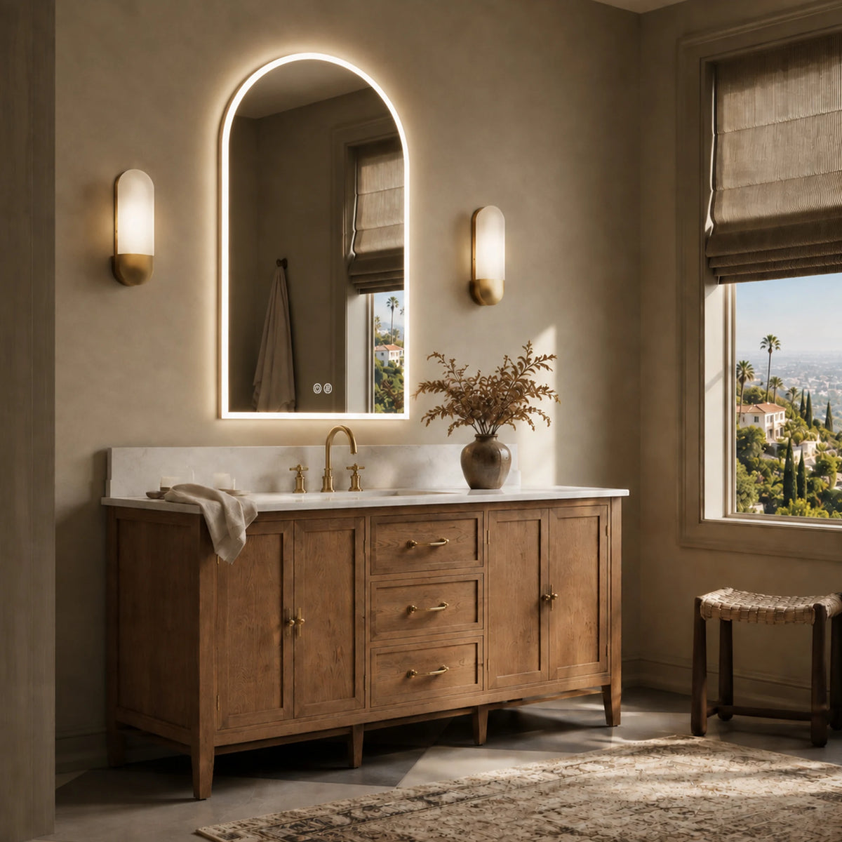 MIRANDA Arched Backlit LED Bathroom Mirror, 24 x 36 Inches - lifestyle scene 2