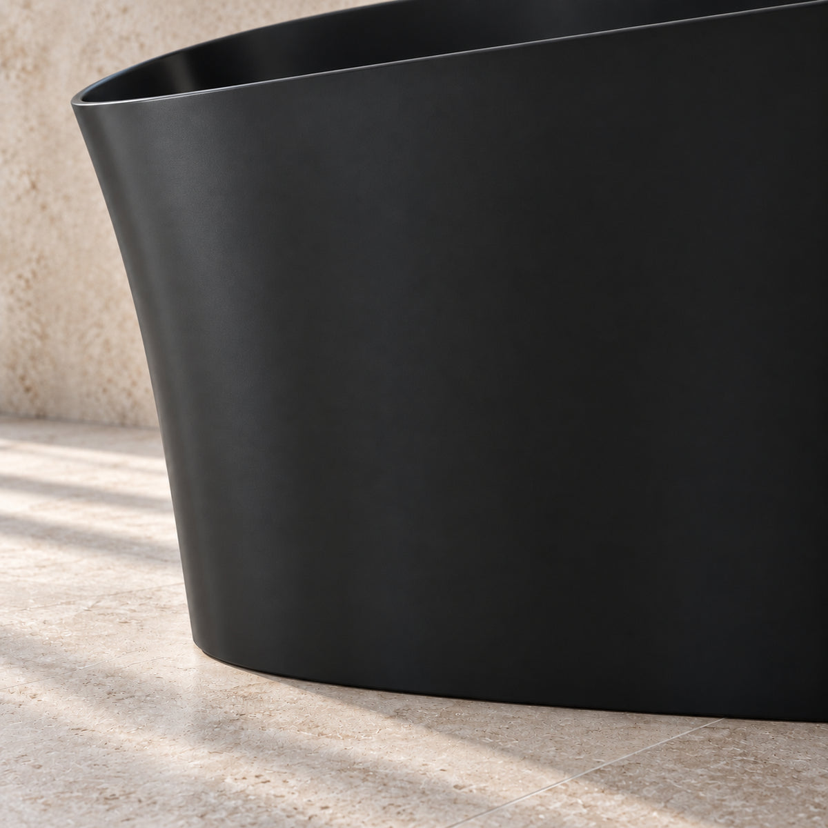 neruma 51 inch matte black solid surface bathtub material texture detail
