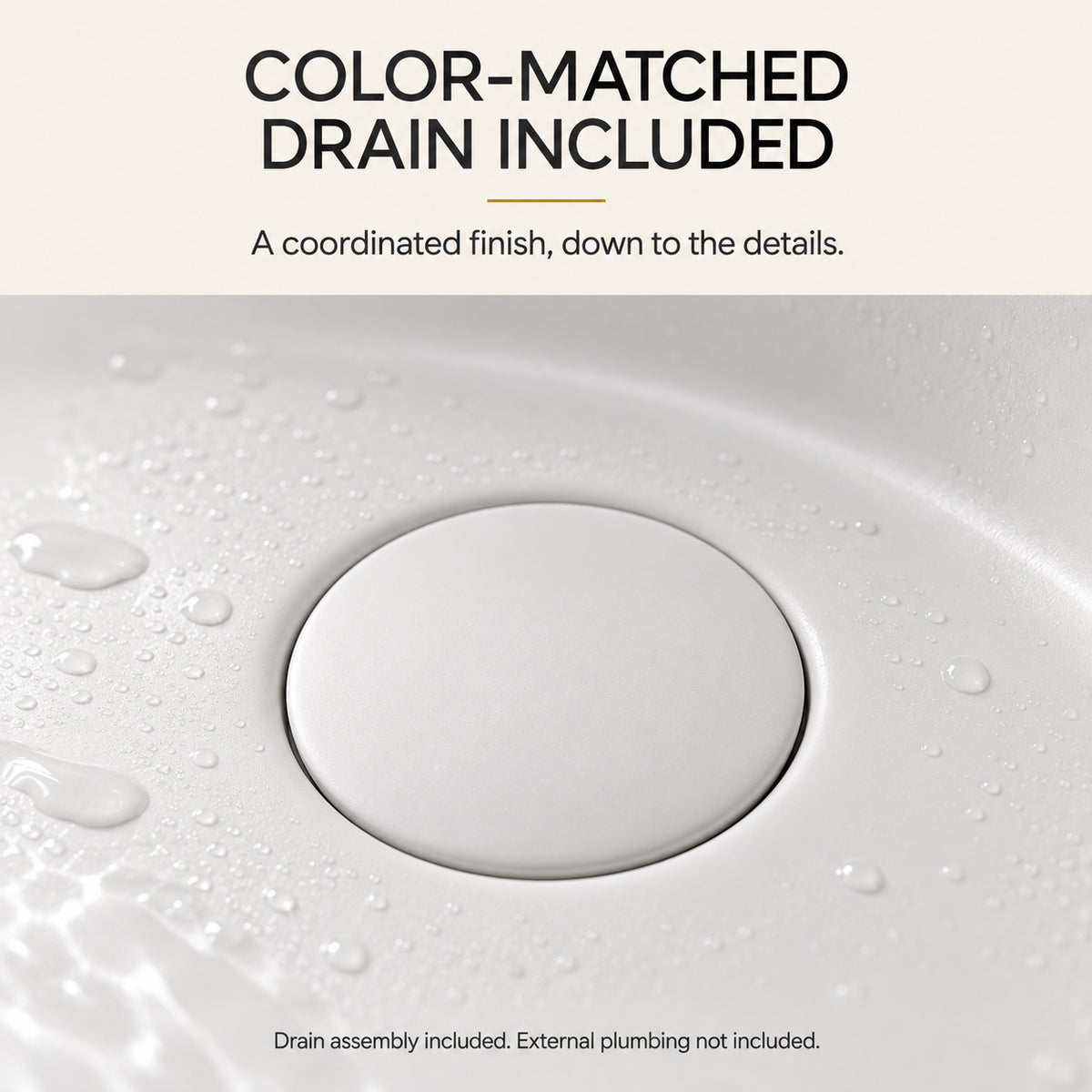 neruma 51 inch matte white solid surface bathtub color matched drain cover