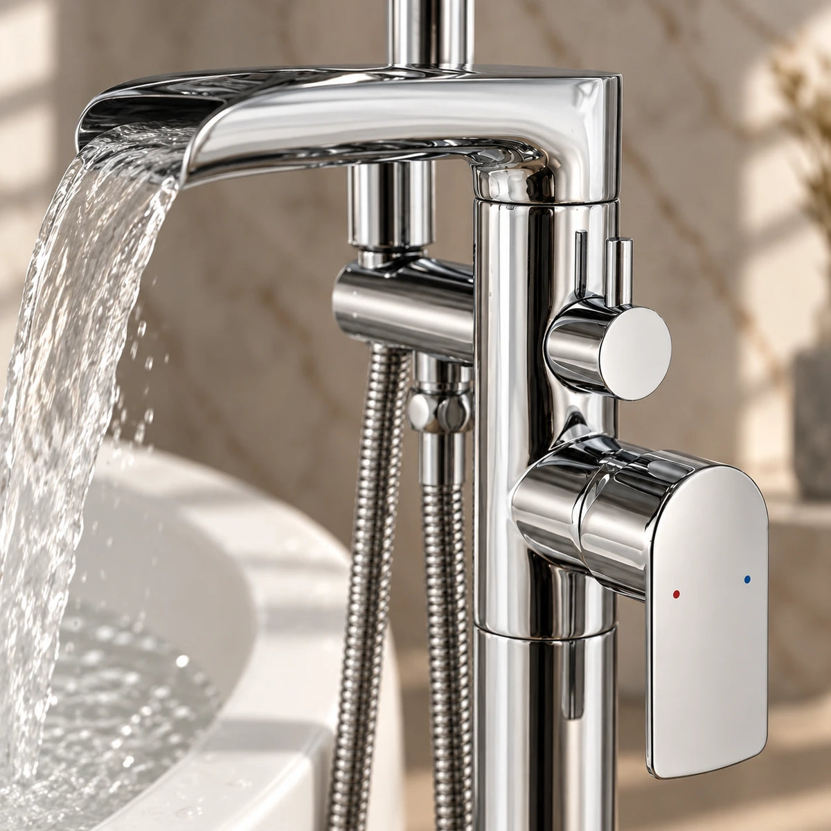 Solvira Brass Tub Filler Chrome Control Detail