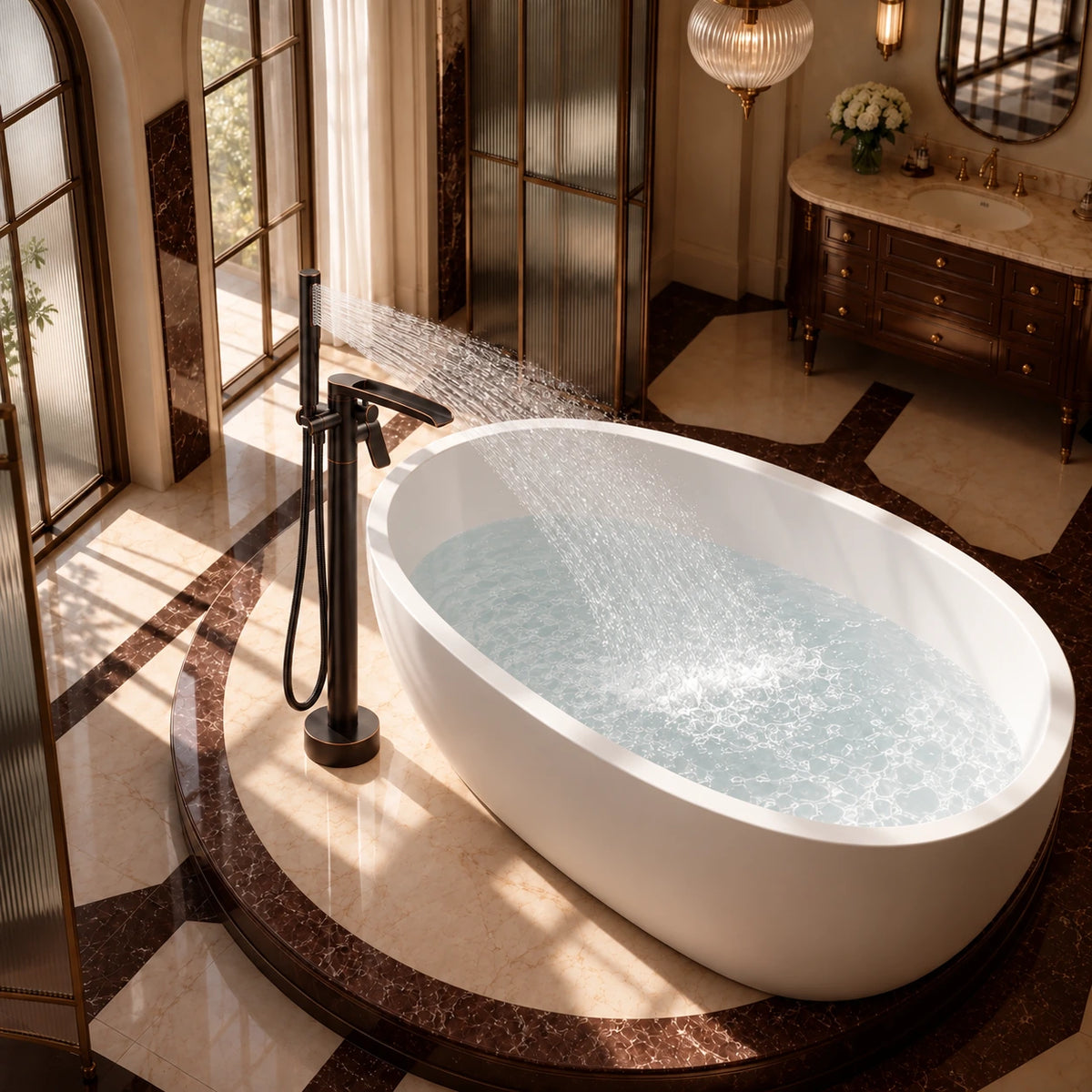 Solvira Brass Tub Filler ORB Hand Shower
